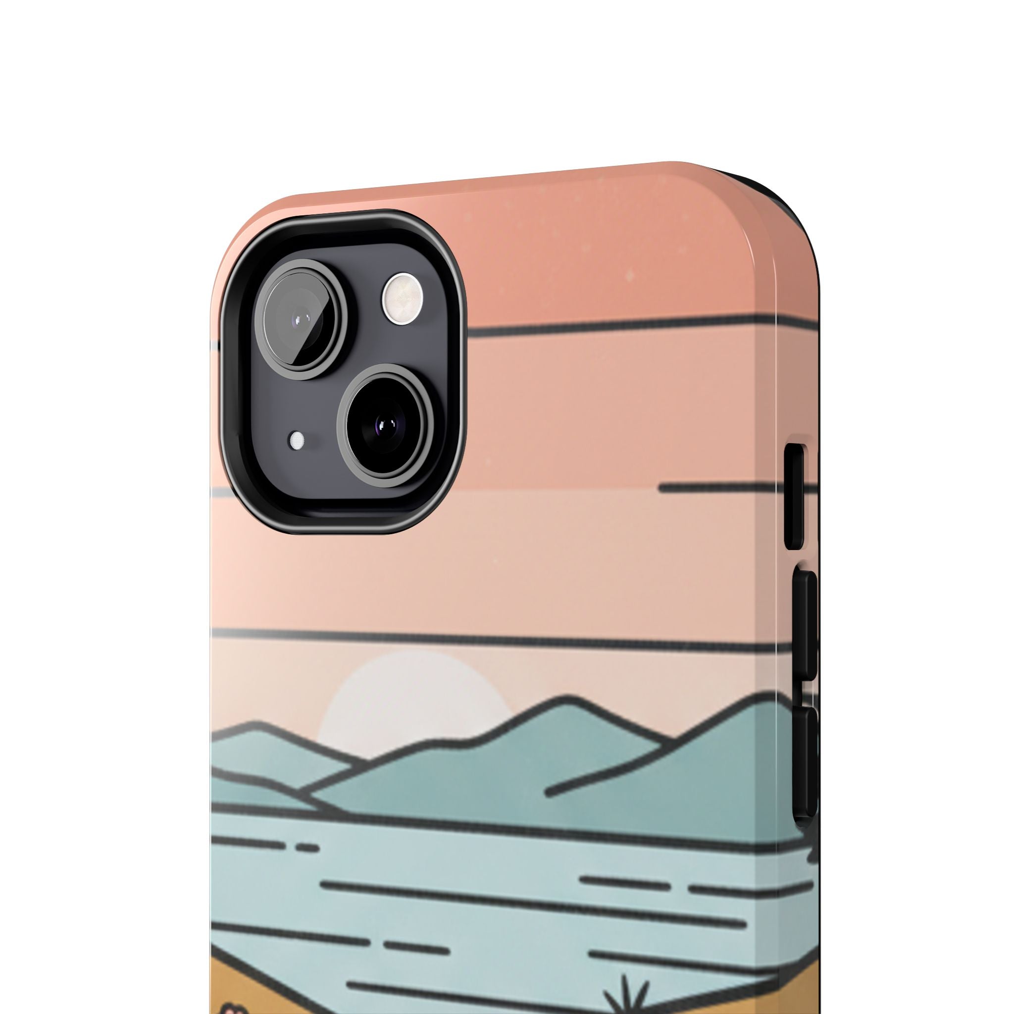 Scenic Path Tough Phone Case — Pastel Lake & Mountain Protective Cover
