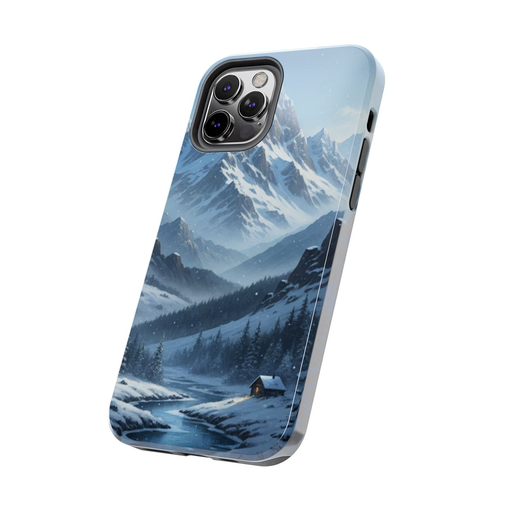Tough Phone Case — Snowy Mountain Cabin Landscape Protective Phone Cover