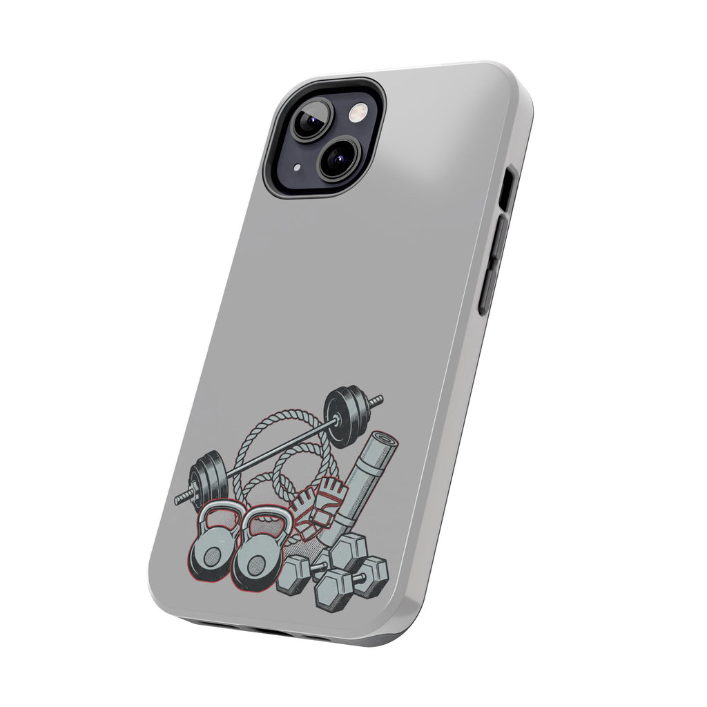 Fitness Gear Tough Phone Case — Dumbbells, Kettlebells & Jump Rope Design