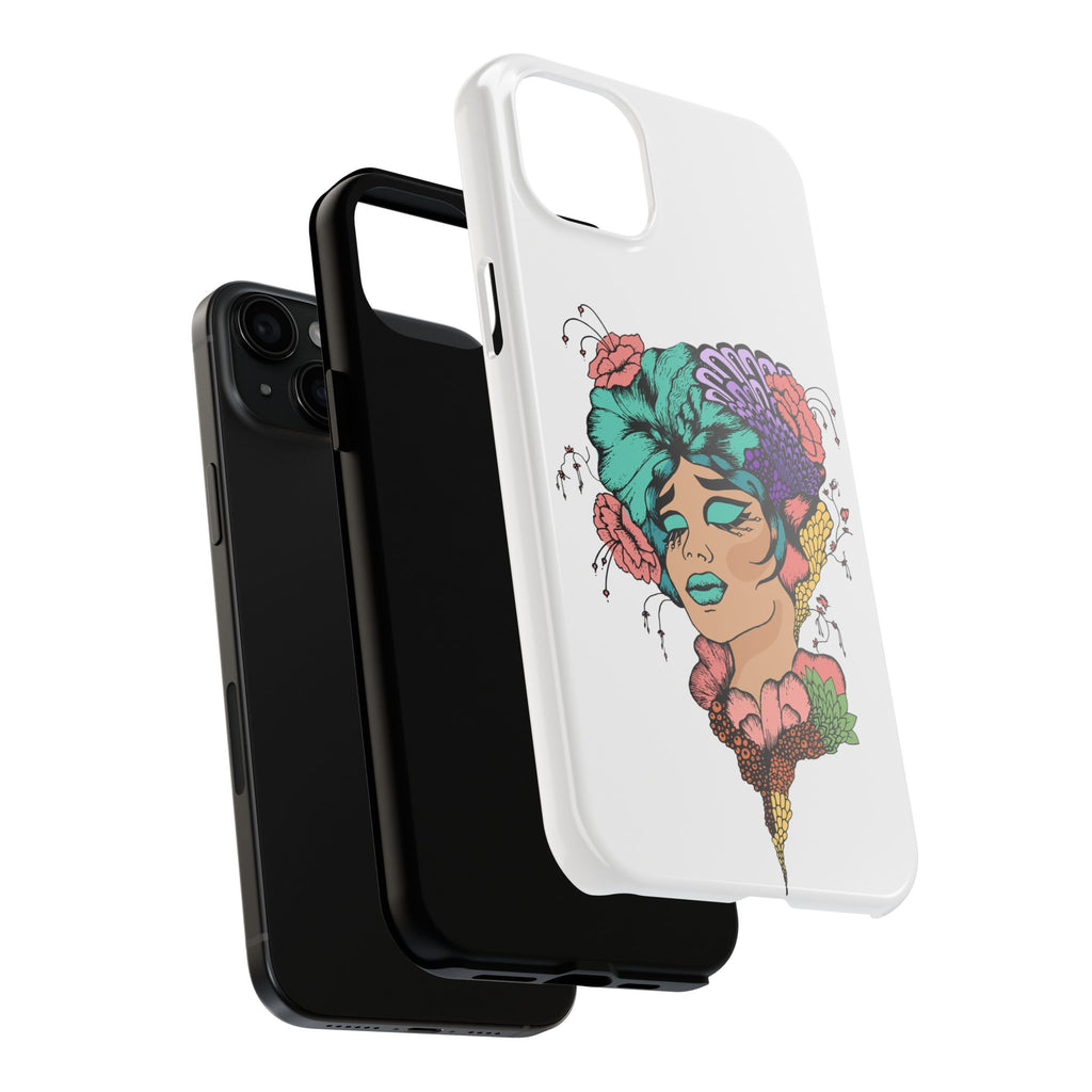 Tough Phone Case — Floral Pop Art Portrait Protective Cover