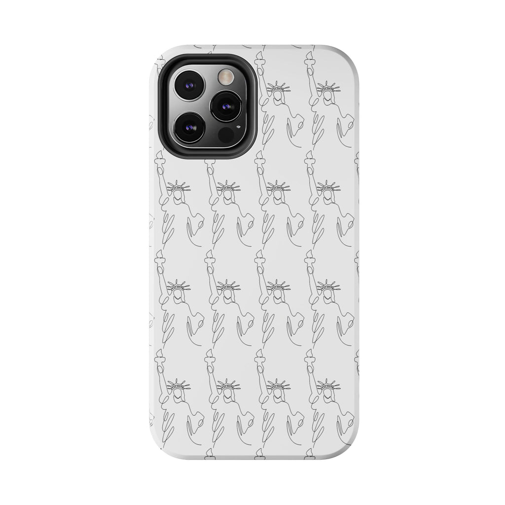 Statue of Liberty Sketch Tough Phone Case — Minimal Patriotic iPhone Cover
