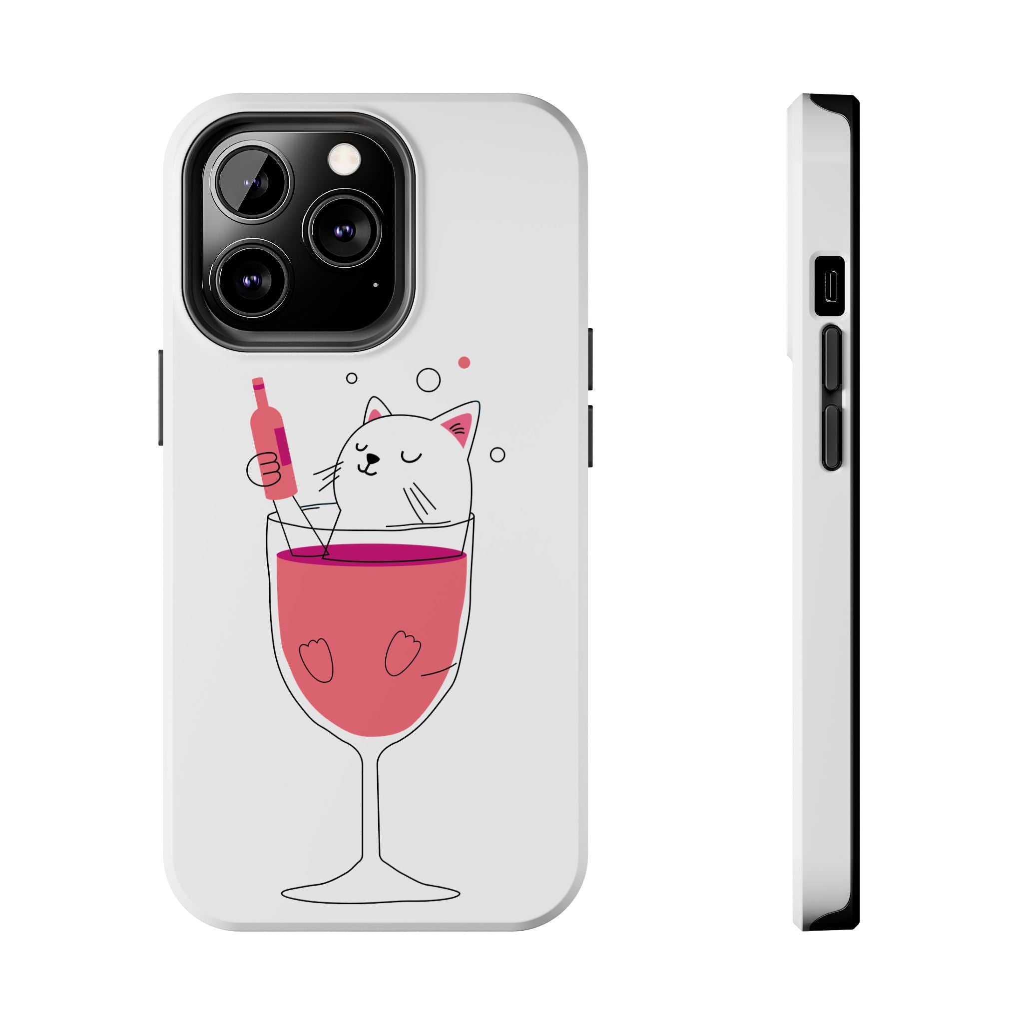 Cat Wine Phone Case — Cute Cat in Wine Glass Protective Case