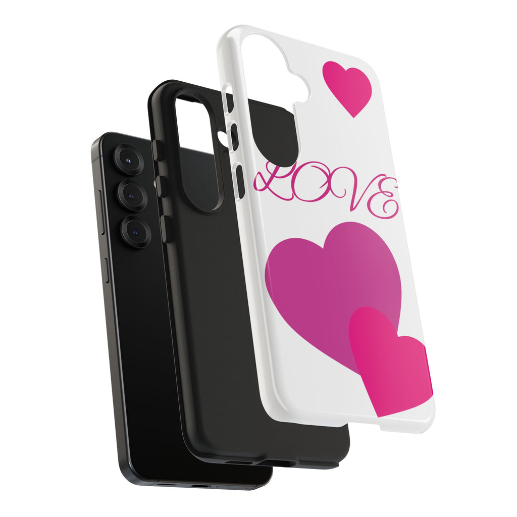 Love Heart Tough Phone Case — Pink Hearts Protective Phone Cover
