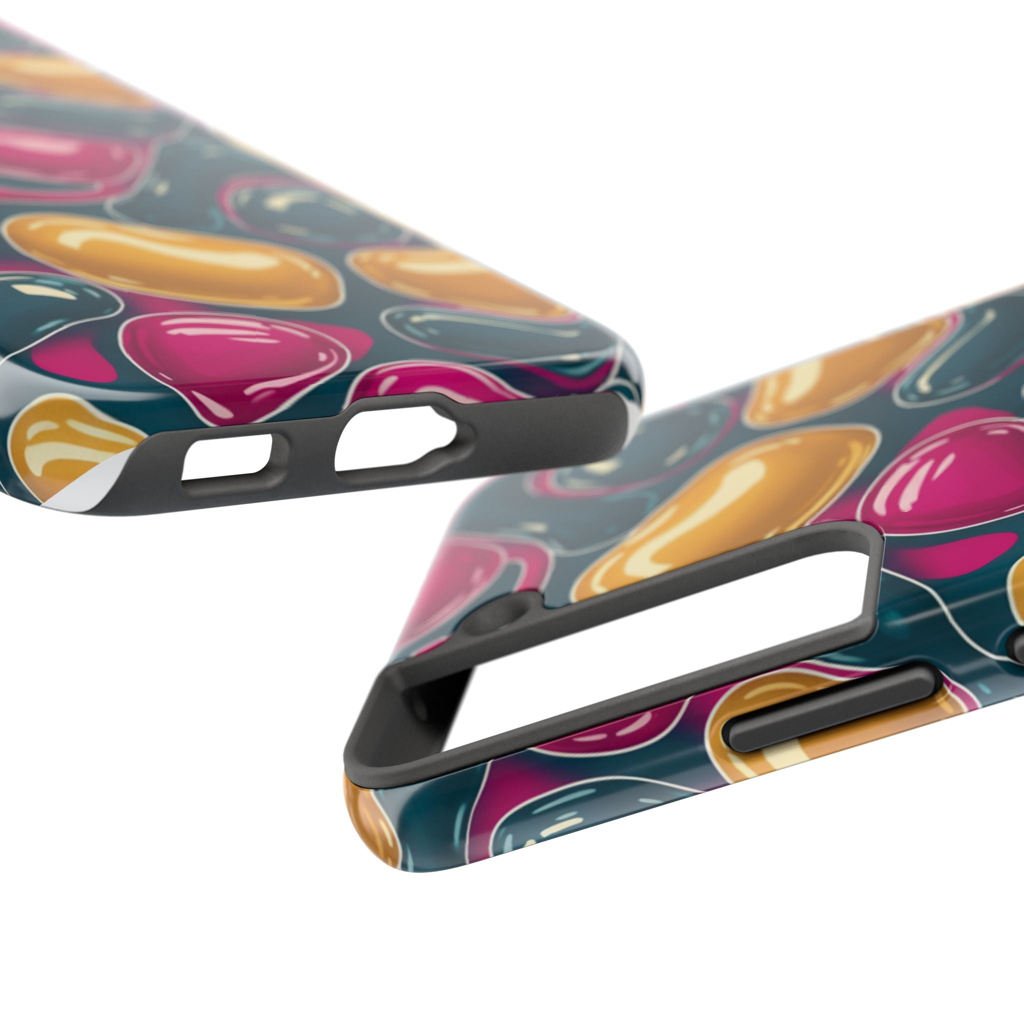 Abstract Colorful Blob Phone Case — Bold Teal, Magenta & Gold Protective Cover