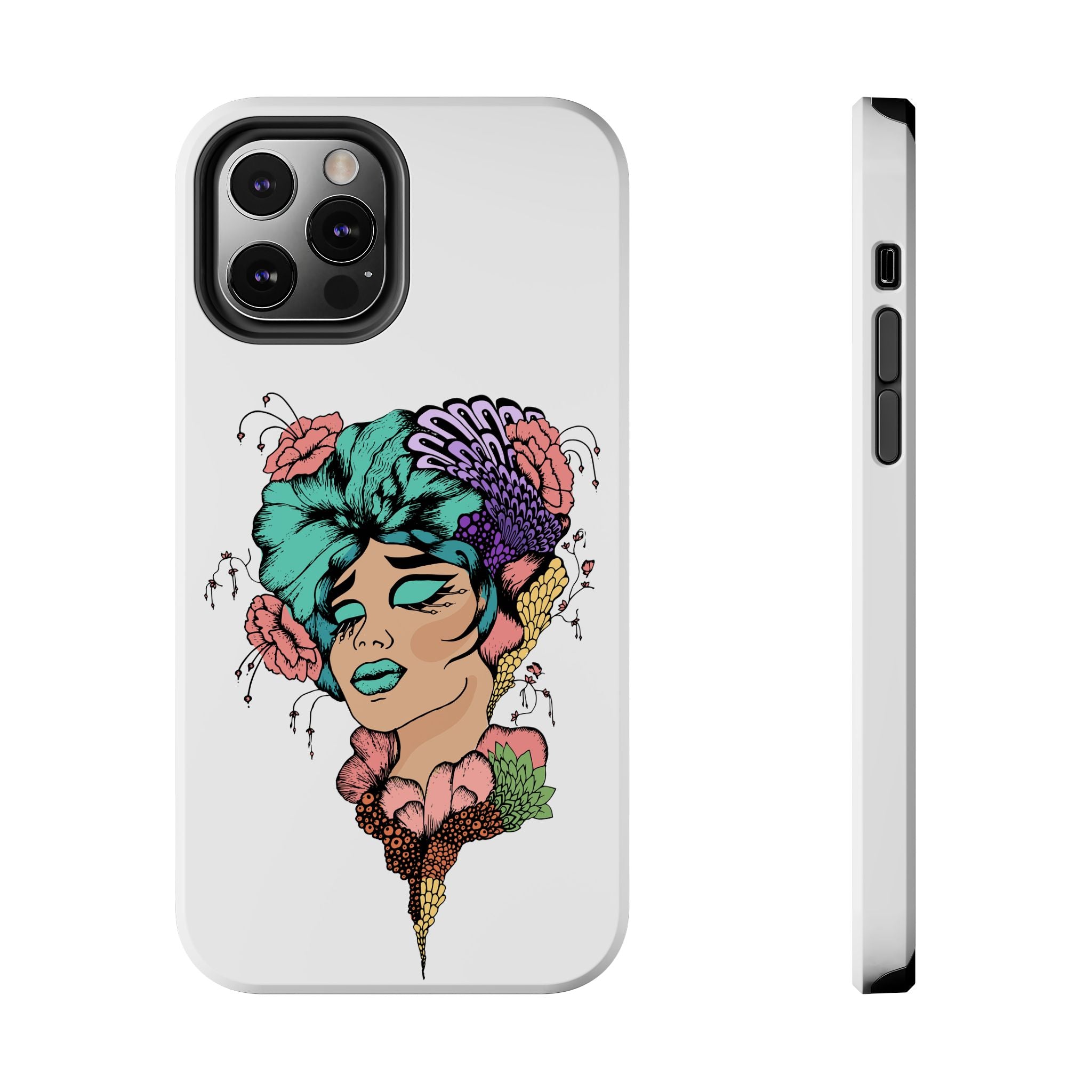 Tough Phone Case — Floral Pop Art Portrait Protective Cover