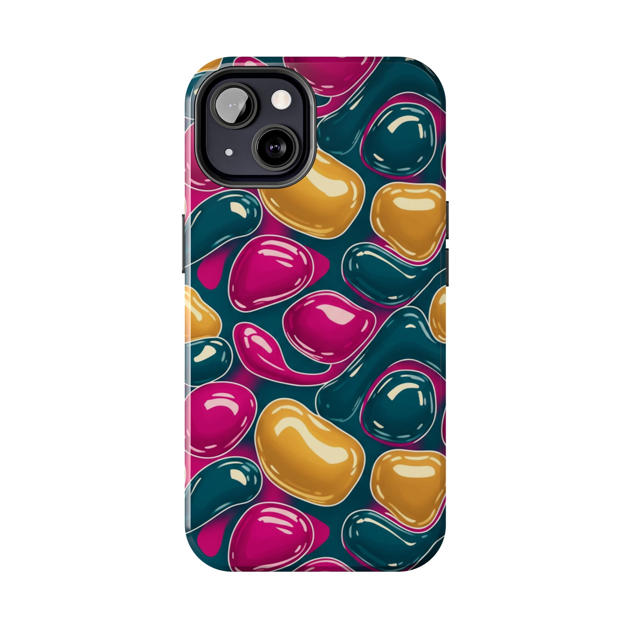 Abstract Colorful Blob Phone Case — Bold Teal, Magenta & Gold Protective Cover