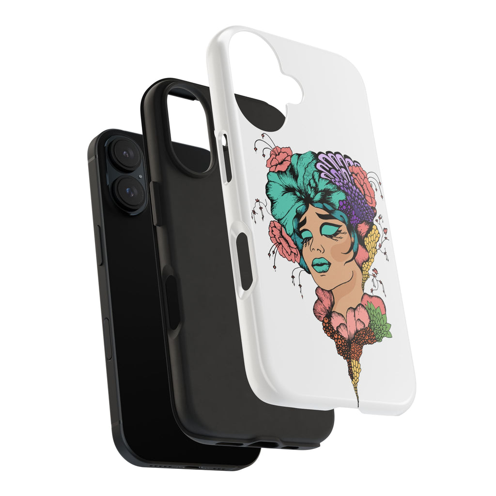 Tough Phone Case — Floral Pop Art Portrait Protective Cover