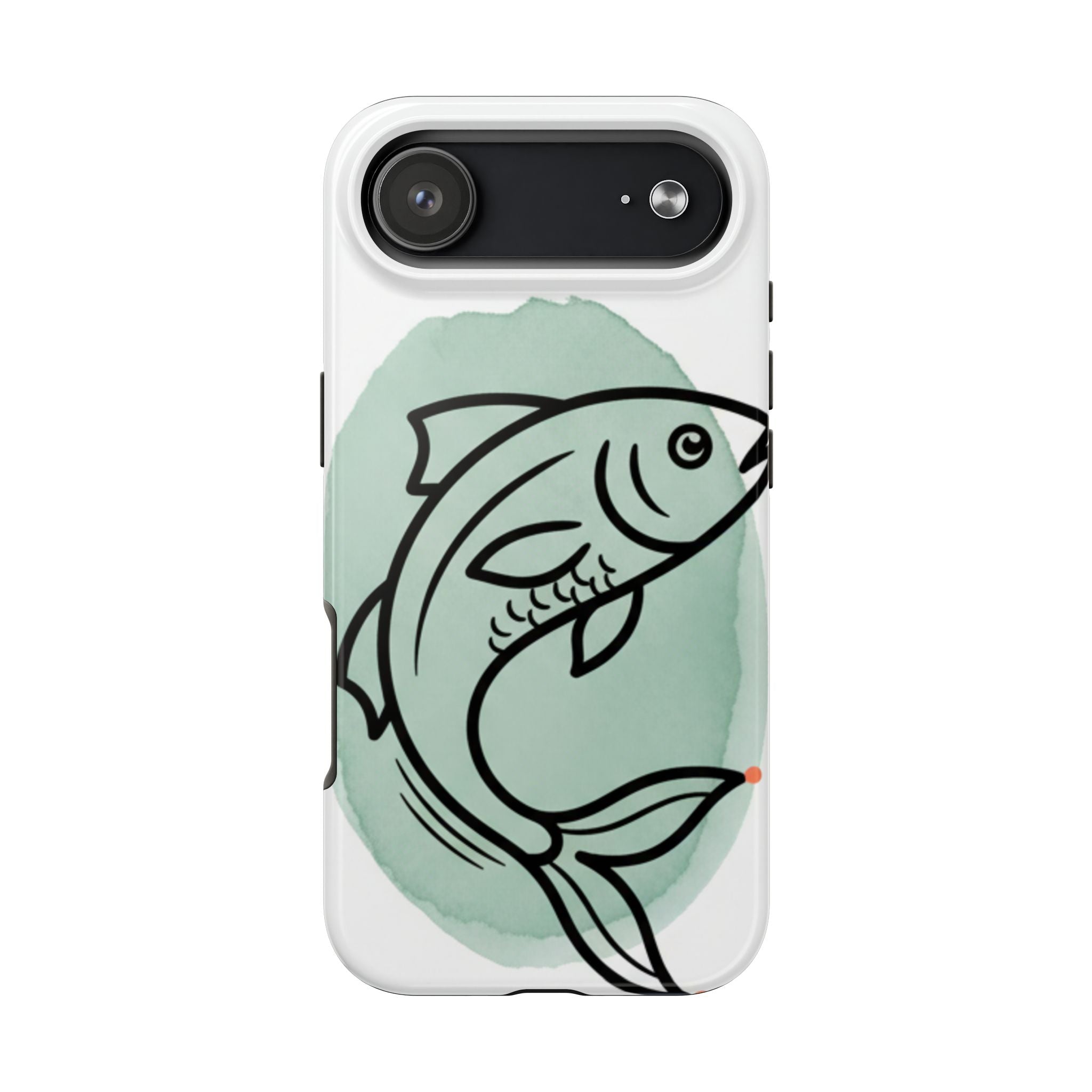 Fish Silhouette Tough Phone Case — Minimalist Aqua Watercolor Design