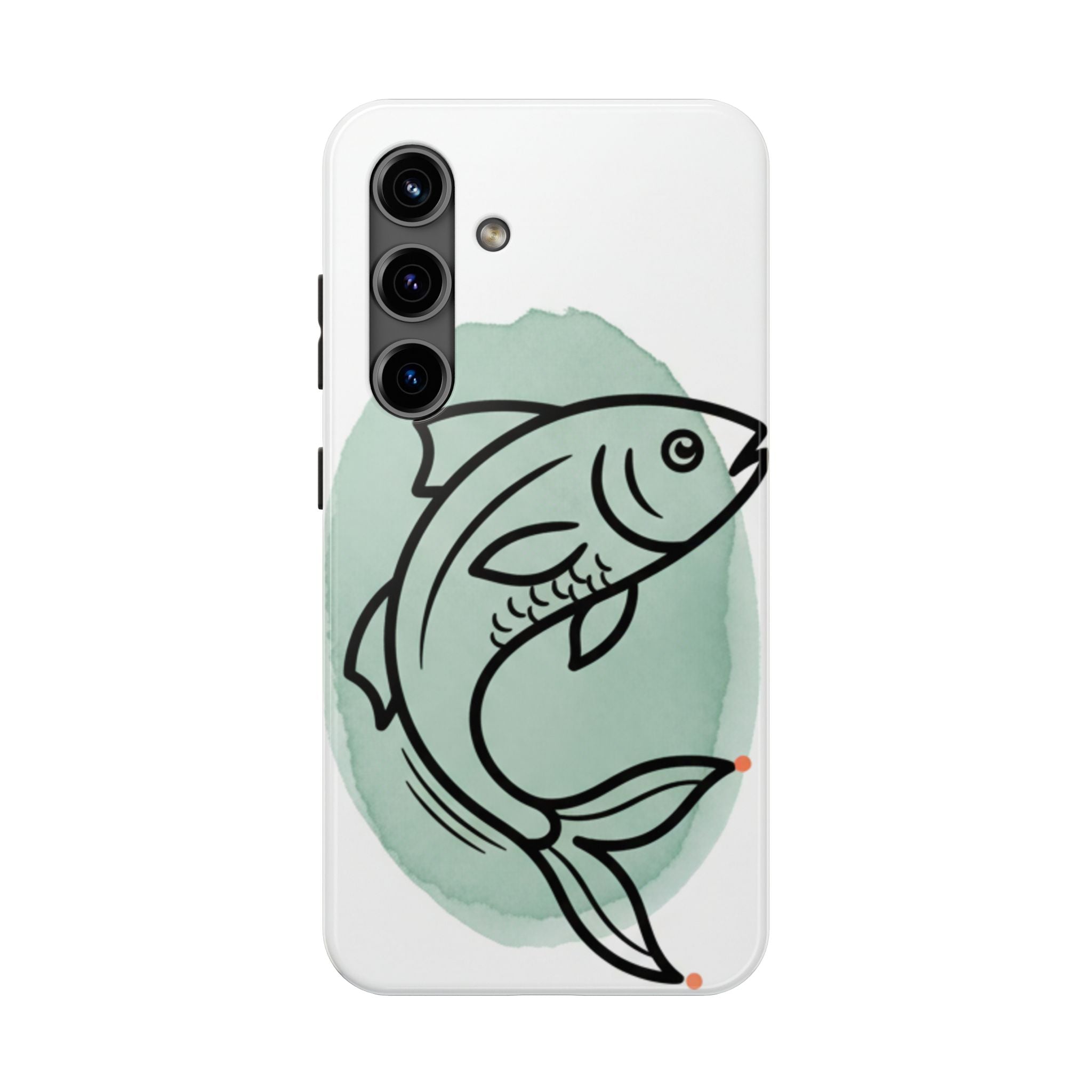 Fish Silhouette Tough Phone Case — Minimalist Aqua Watercolor Design