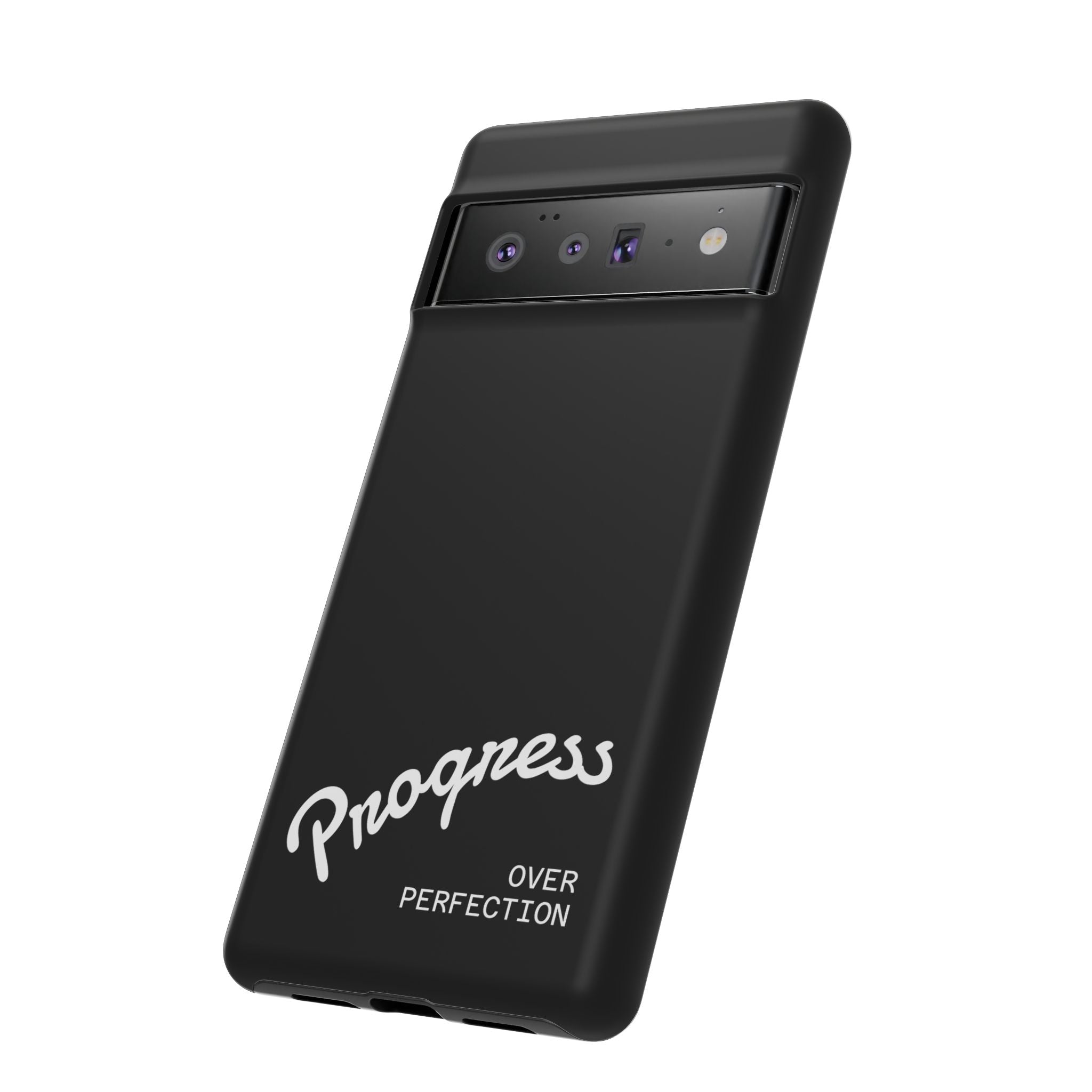 Phone Case - "Progress Over Perfection" Glossy Black Protective Cover