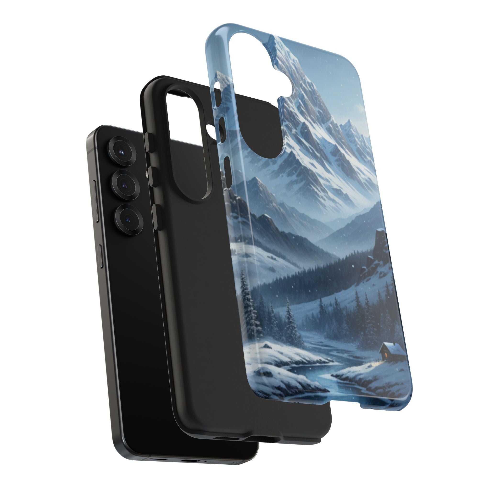 Tough Phone Case — Snowy Mountain Cabin Landscape Protective Phone Cover