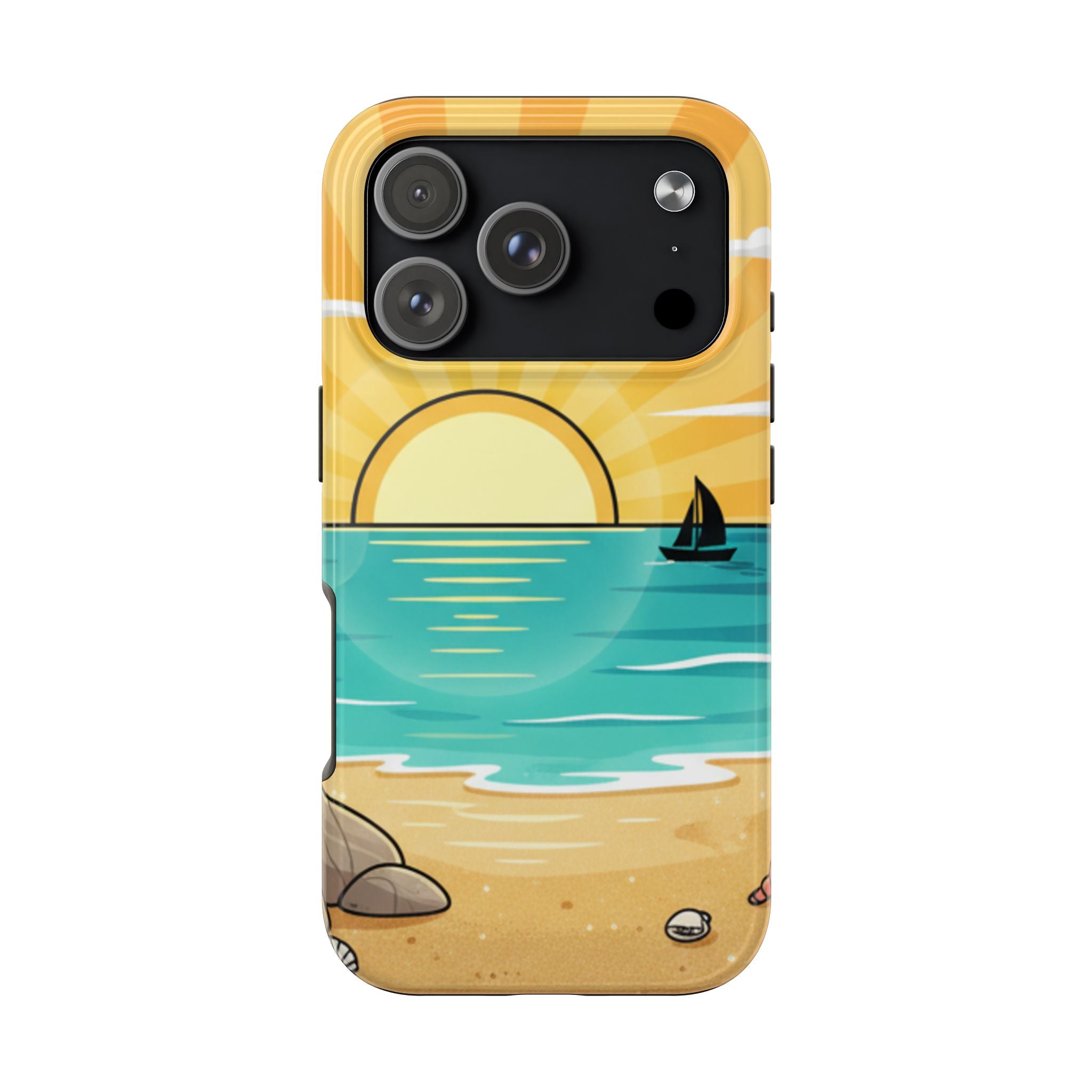 Tough Phone Case — Sunset Beach Sailboat Design