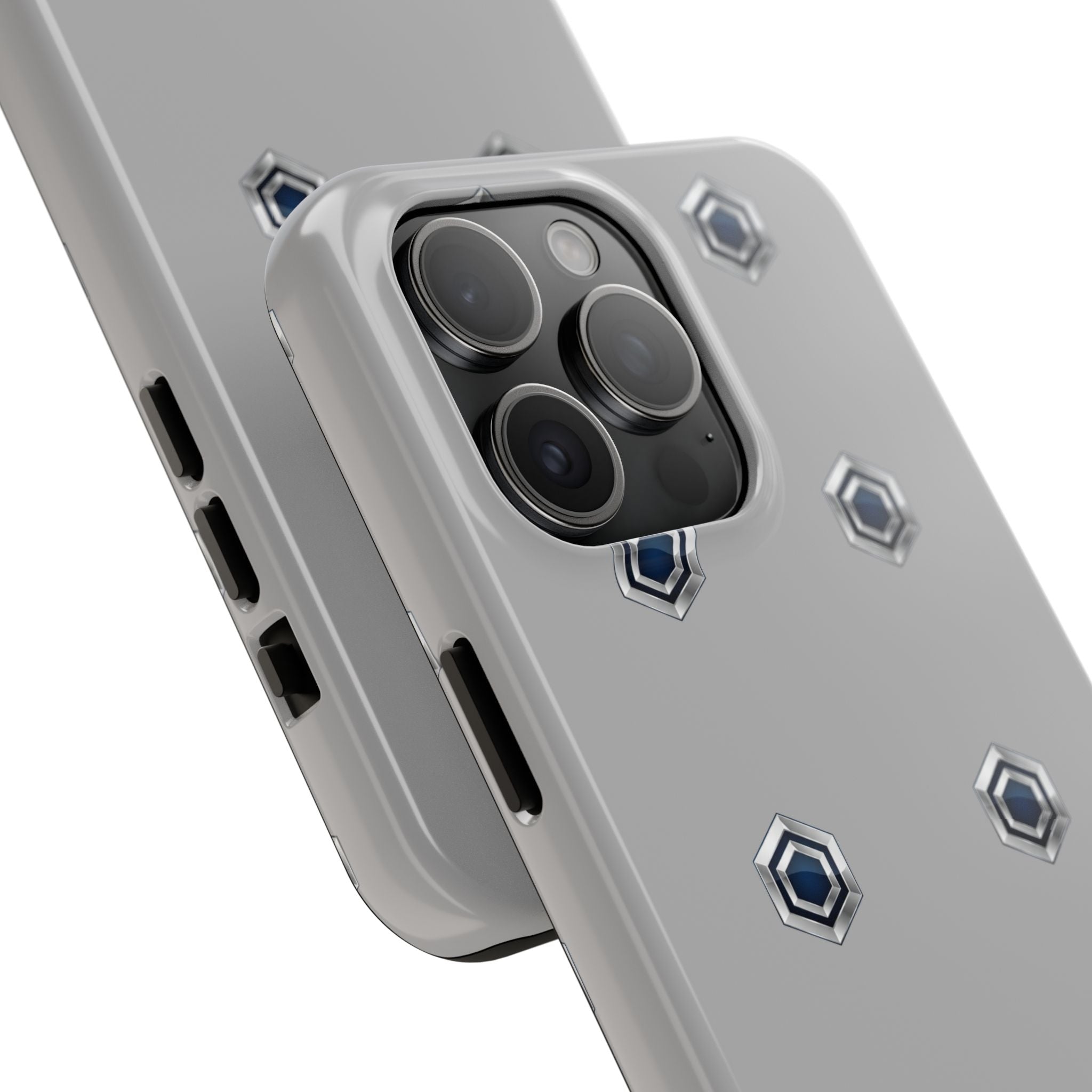 Tough Phone Case — Minimal Hex Rivet Armor (Gray)