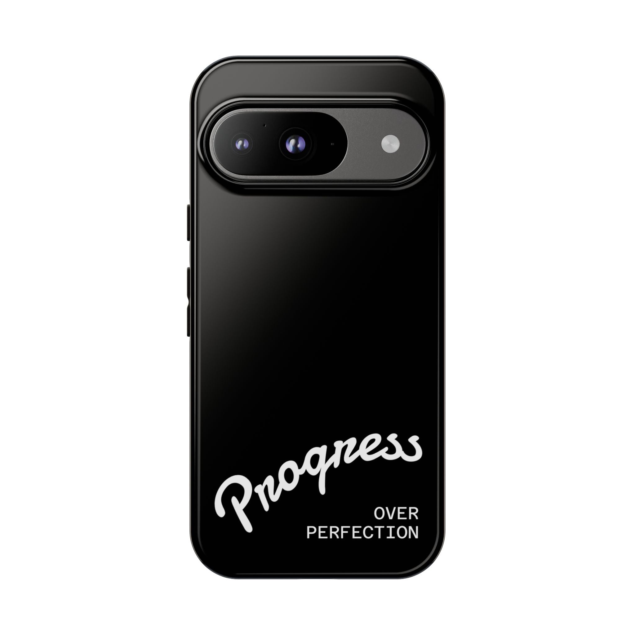 Phone Case - "Progress Over Perfection" Glossy Black Protective Cover