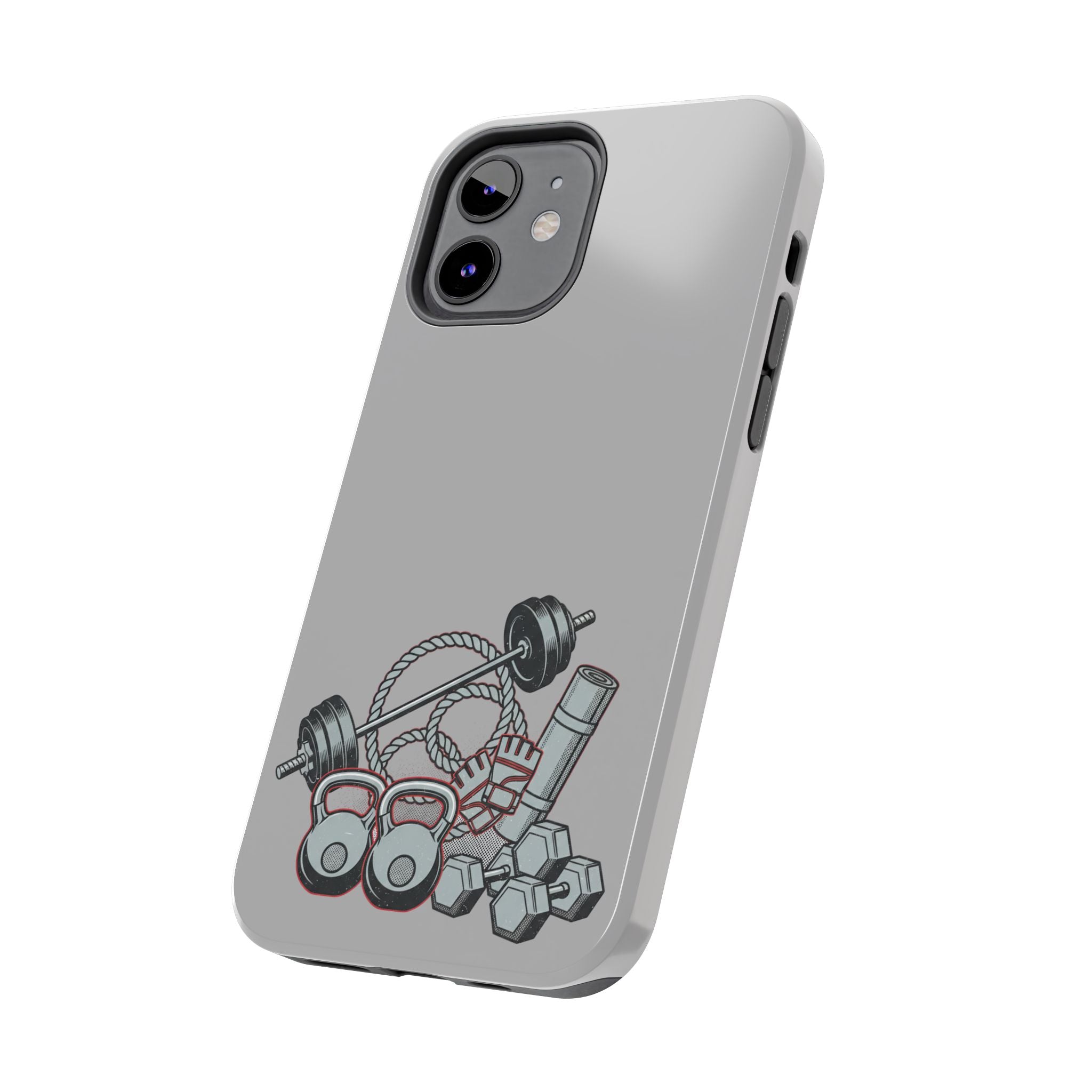 Fitness Gear Tough Phone Case — Dumbbells, Kettlebells & Jump Rope Design