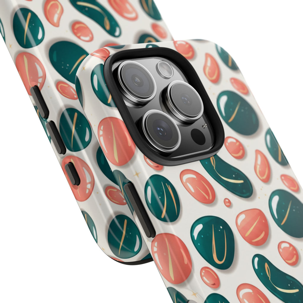 Abstract Pebble Pattern Tough Phone Case — Coral & Teal Protective Cover