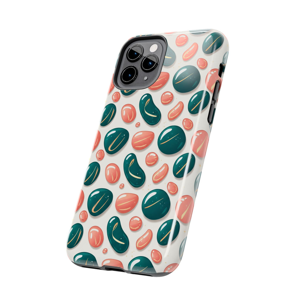 Abstract Pebble Pattern Tough Phone Case — Coral & Teal Protective Cover
