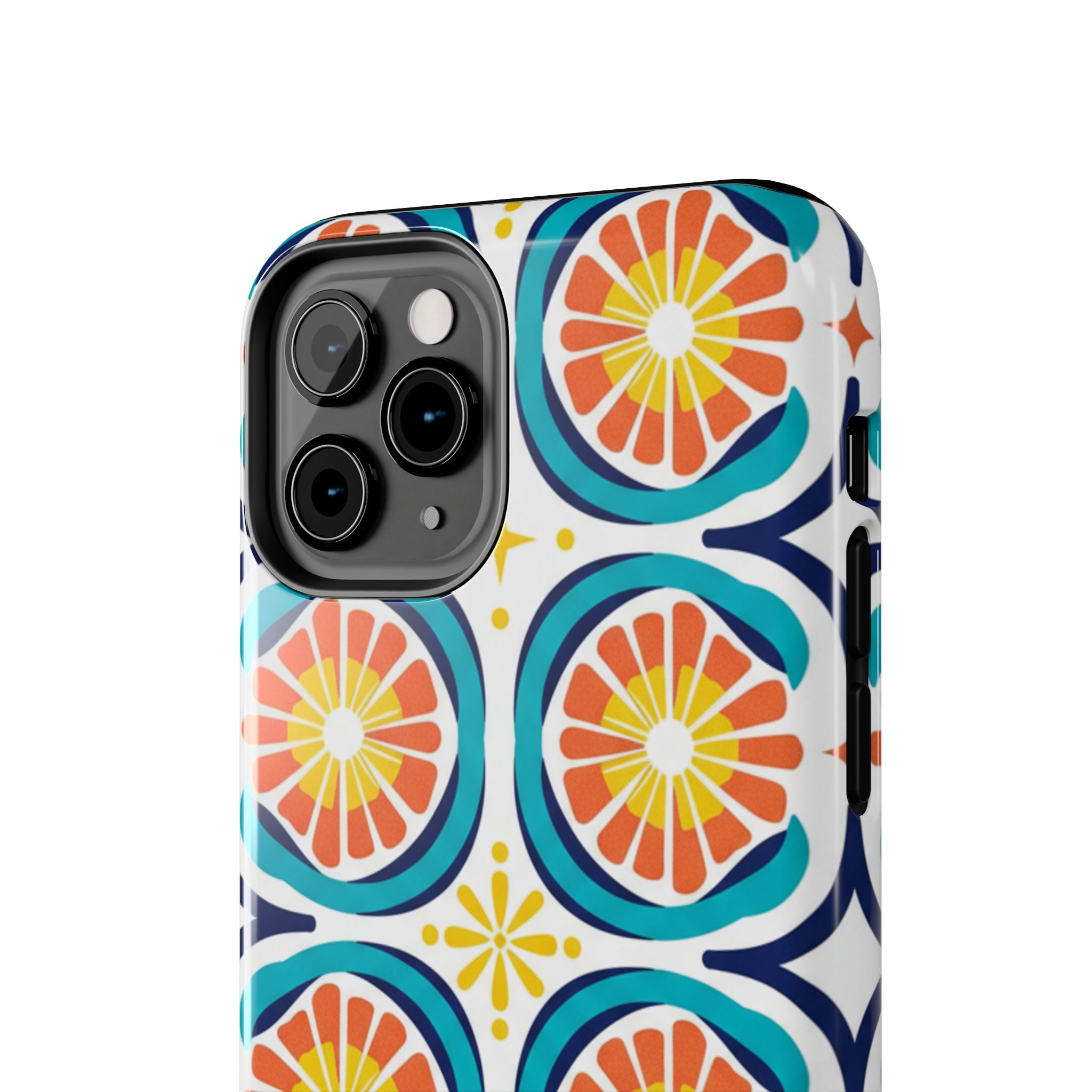 Citrus Tile Tough Phone Case — Colorful Retro Orange Slice Pattern