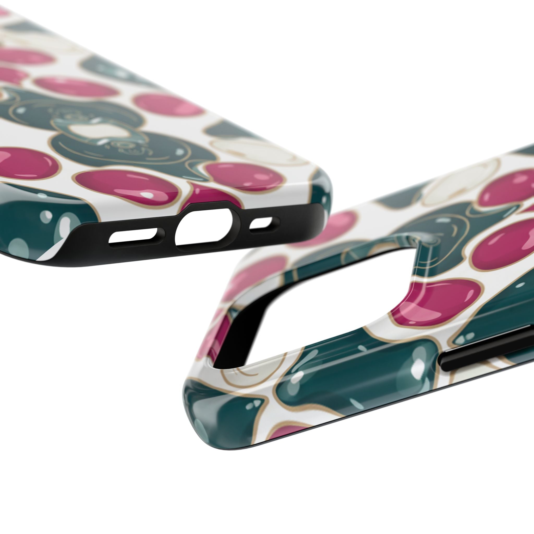 Floral Jewel Pattern Tough Phone Case — Teal & Fuchsia Protective Cover