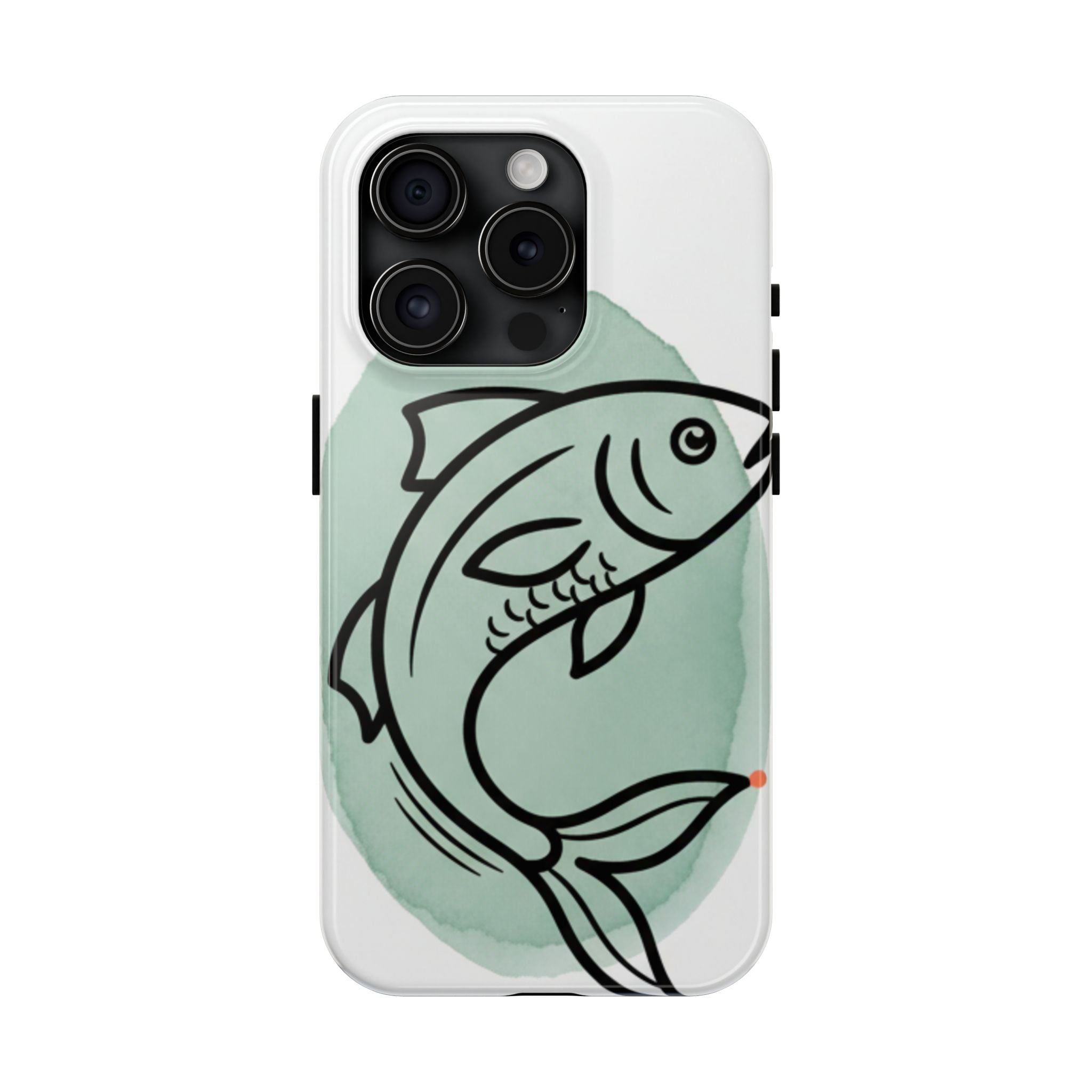 Fish Silhouette Tough Phone Case — Minimalist Aqua Watercolor Design