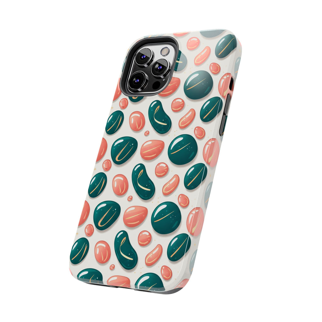 Abstract Pebble Pattern Tough Phone Case — Coral & Teal Protective Cover