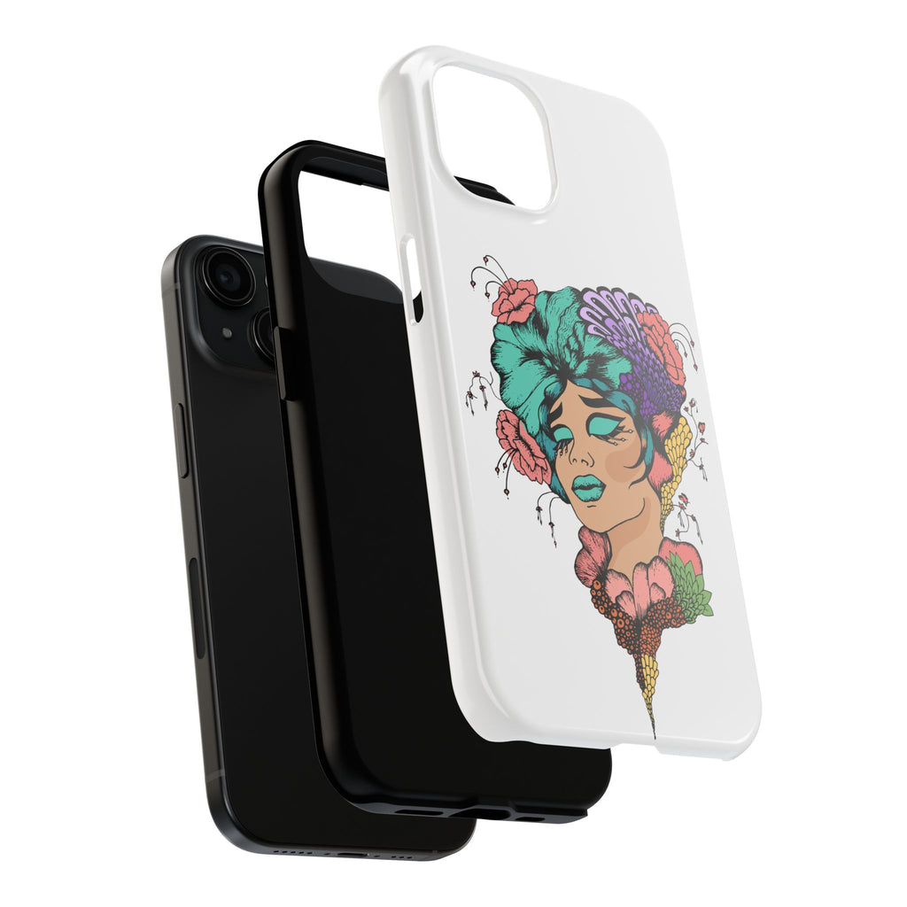 Tough Phone Case — Floral Pop Art Portrait Protective Cover