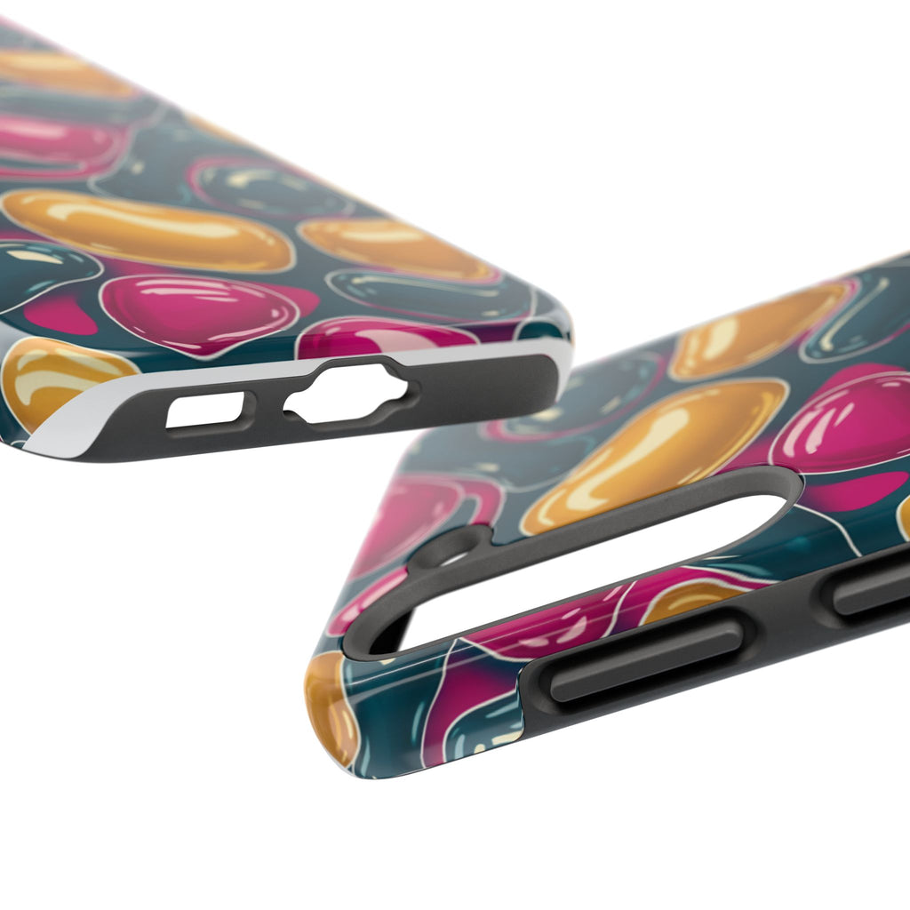 Abstract Colorful Blob Phone Case — Bold Teal, Magenta & Gold Protective Cover