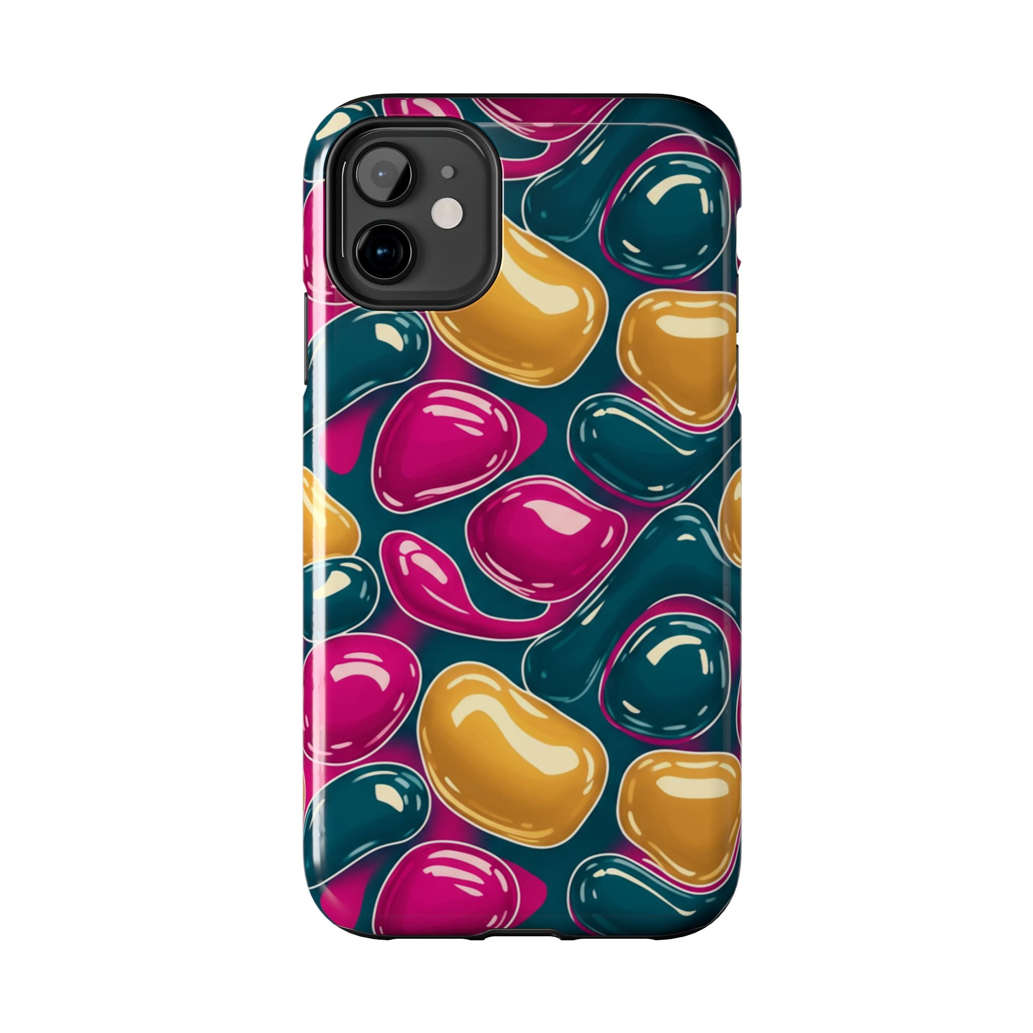 Abstract Colorful Blob Phone Case — Bold Teal, Magenta & Gold Protective Cover