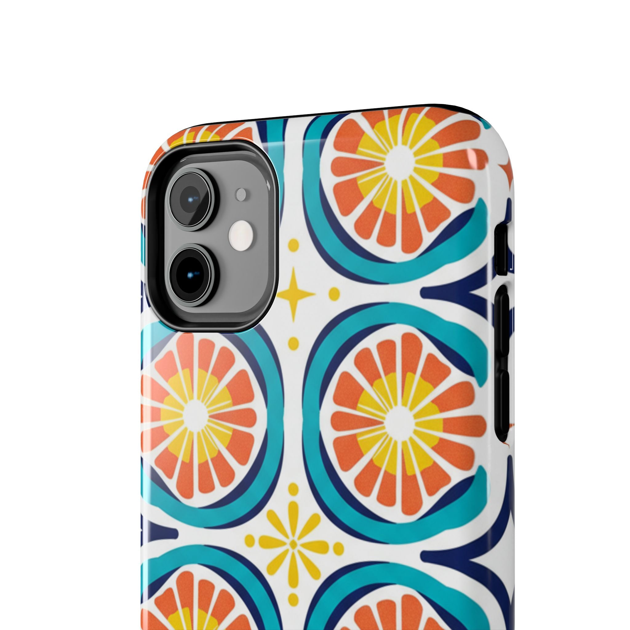Citrus Tile Tough Phone Case — Colorful Retro Orange Slice Pattern