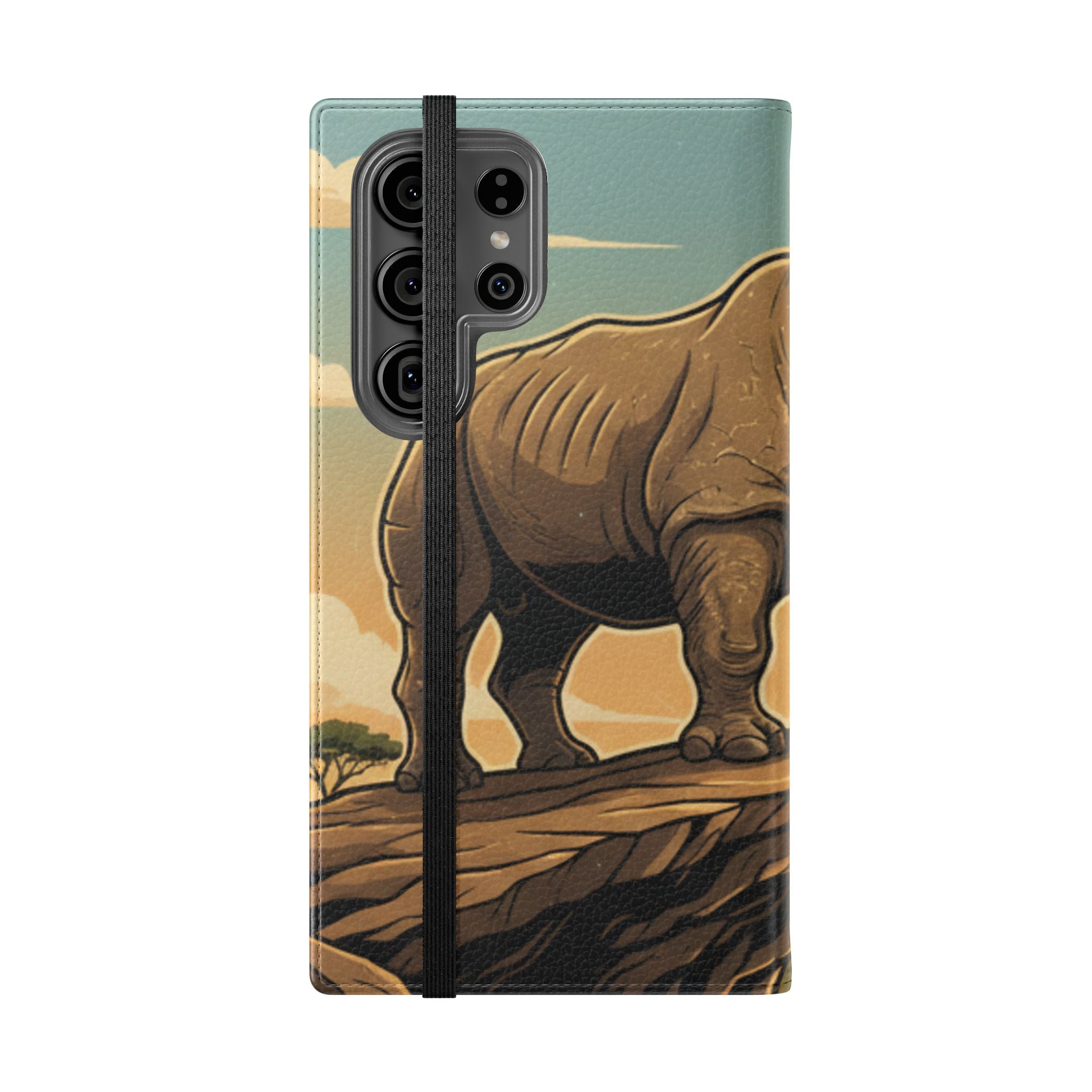 Rhino Sunset Flip Phone Case – Safari Wildlife Wallet Case