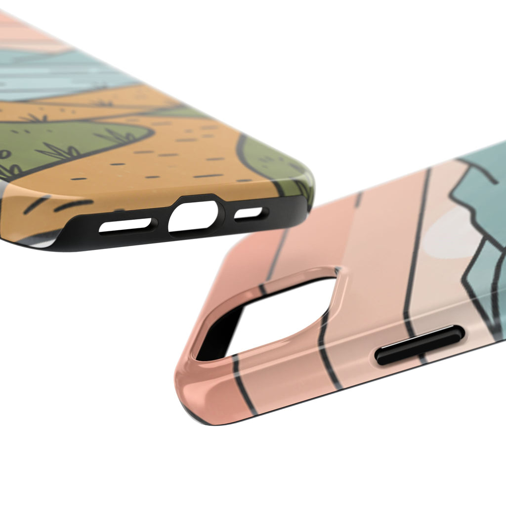 Scenic Path Tough Phone Case — Pastel Lake & Mountain Protective Cover