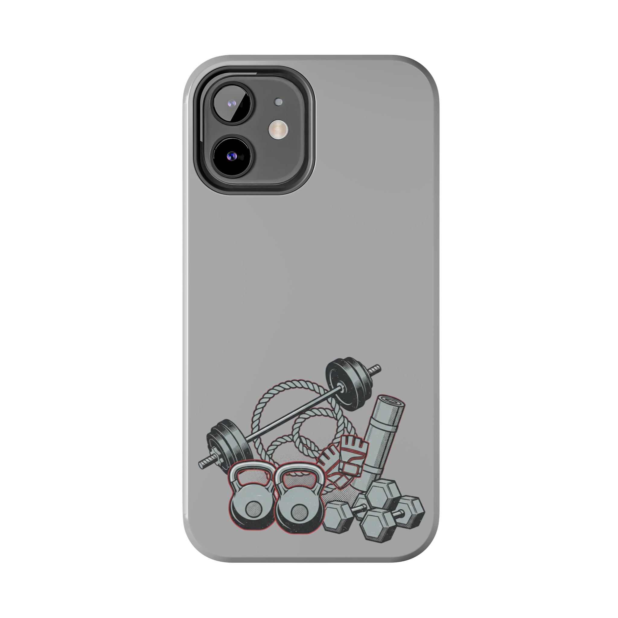 Fitness Gear Tough Phone Case — Dumbbells, Kettlebells & Jump Rope Design