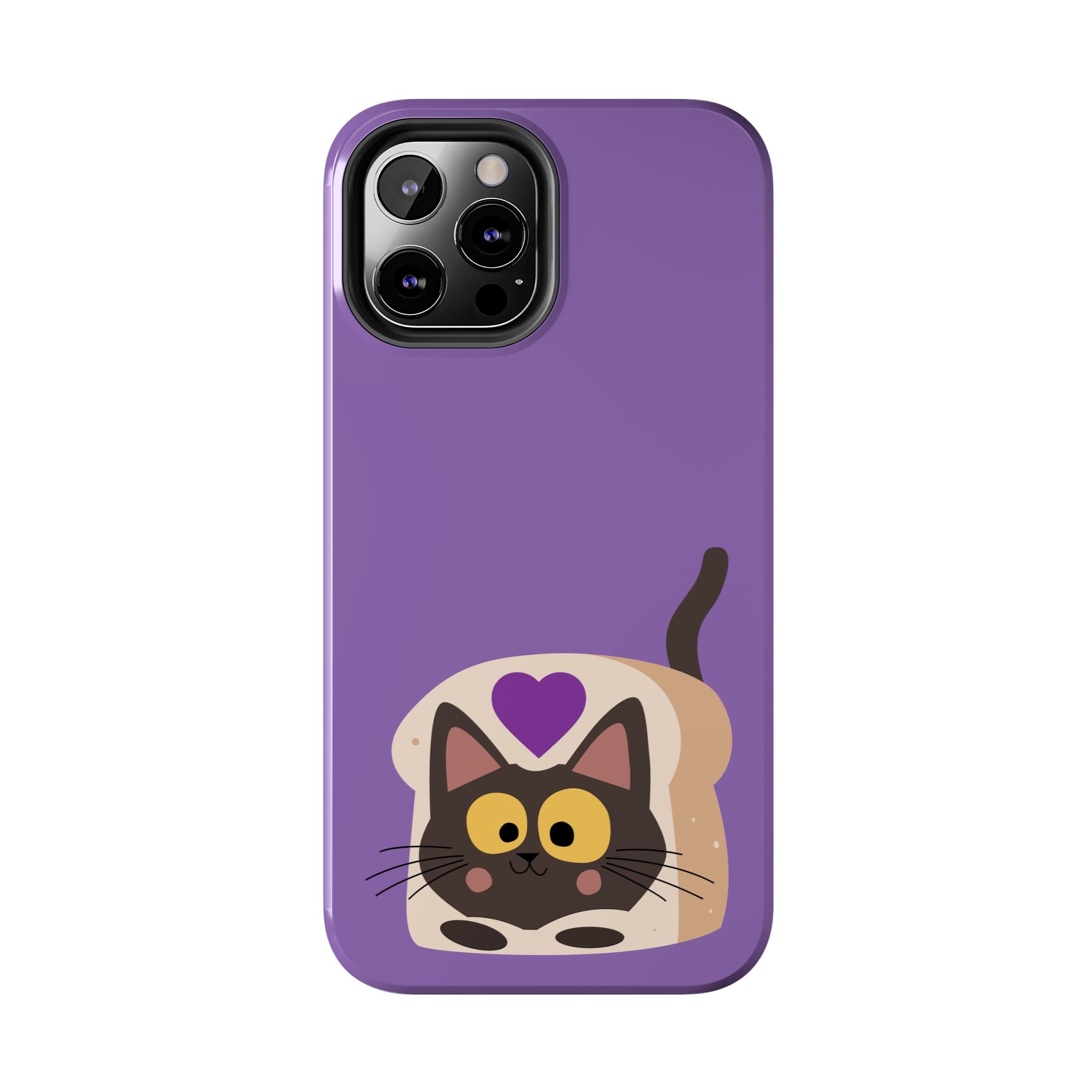 Purple Cute Cat-in-Bread Tough Phone Case — Cute Cat Heart Design