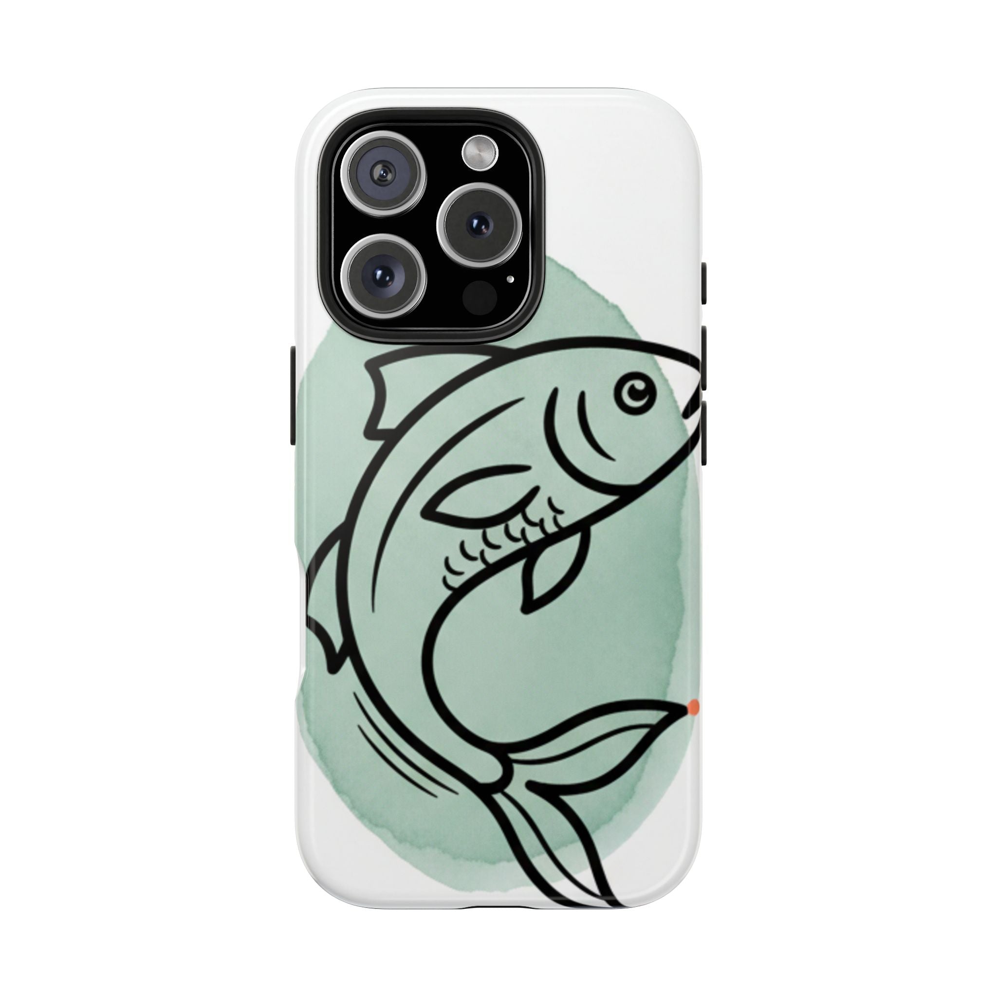 Fish Silhouette Tough Phone Case — Minimalist Aqua Watercolor Design