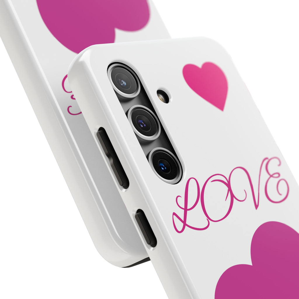 Love Heart Tough Phone Case — Pink Hearts Protective Phone Cover