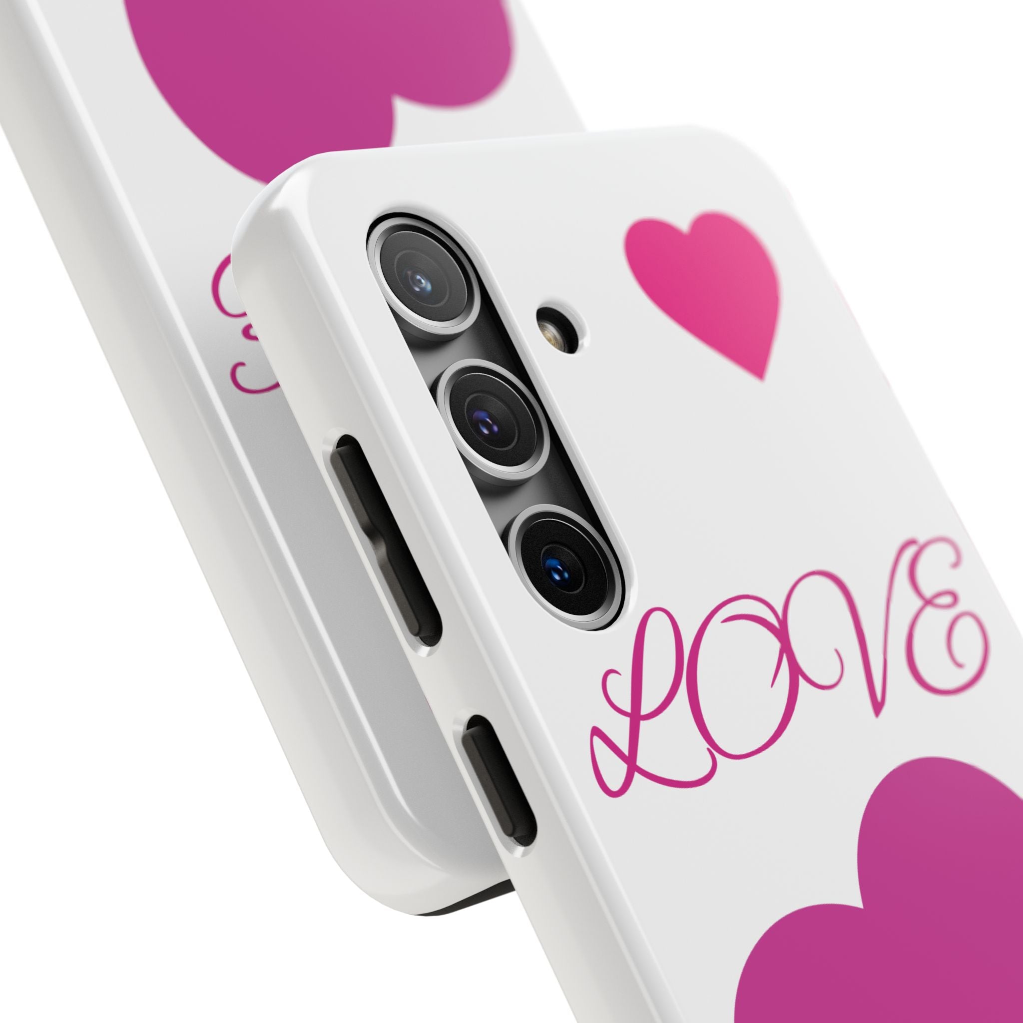 Love Heart Tough Phone Case — Pink Hearts Protective Phone Cover