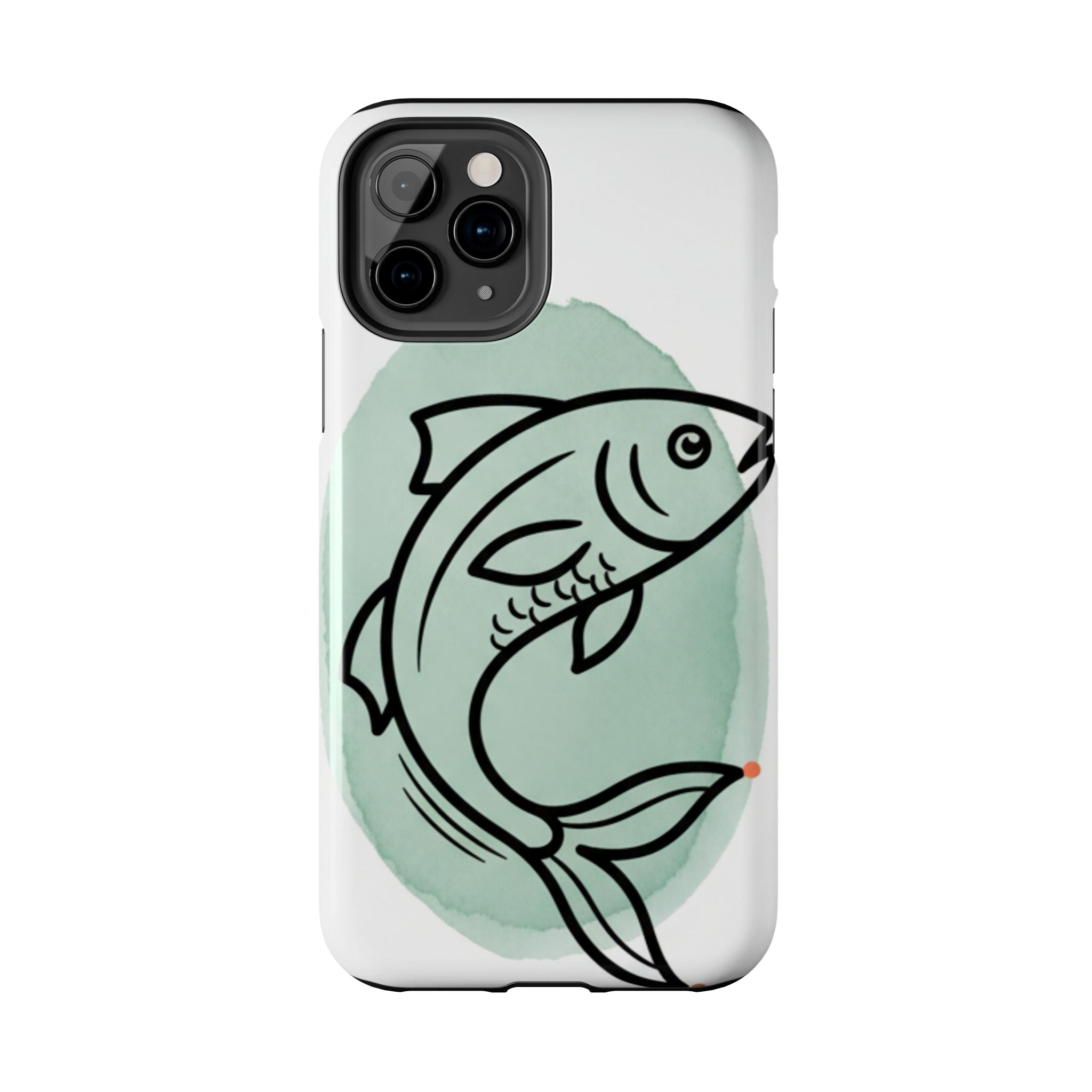 Fish Silhouette Tough Phone Case — Minimalist Aqua Watercolor Design