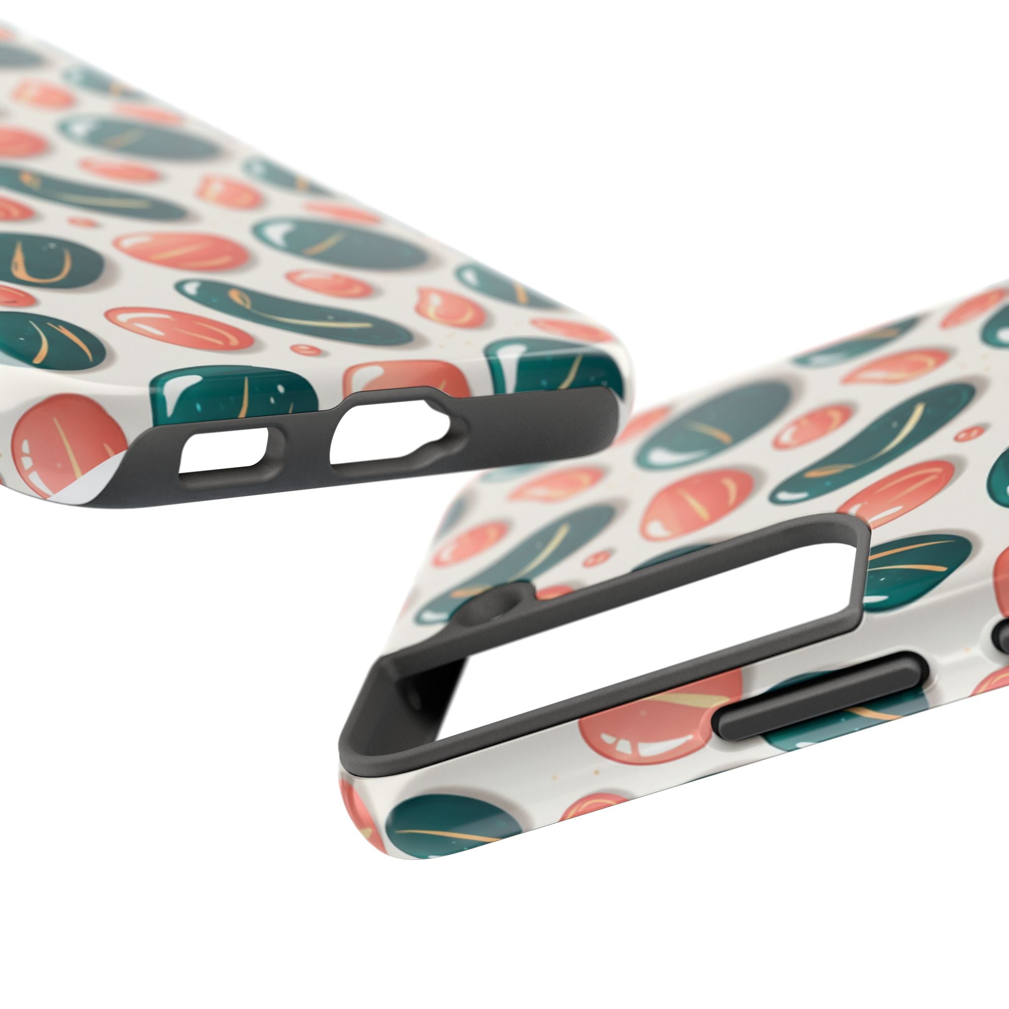 Abstract Pebble Pattern Tough Phone Case — Coral & Teal Protective Cover