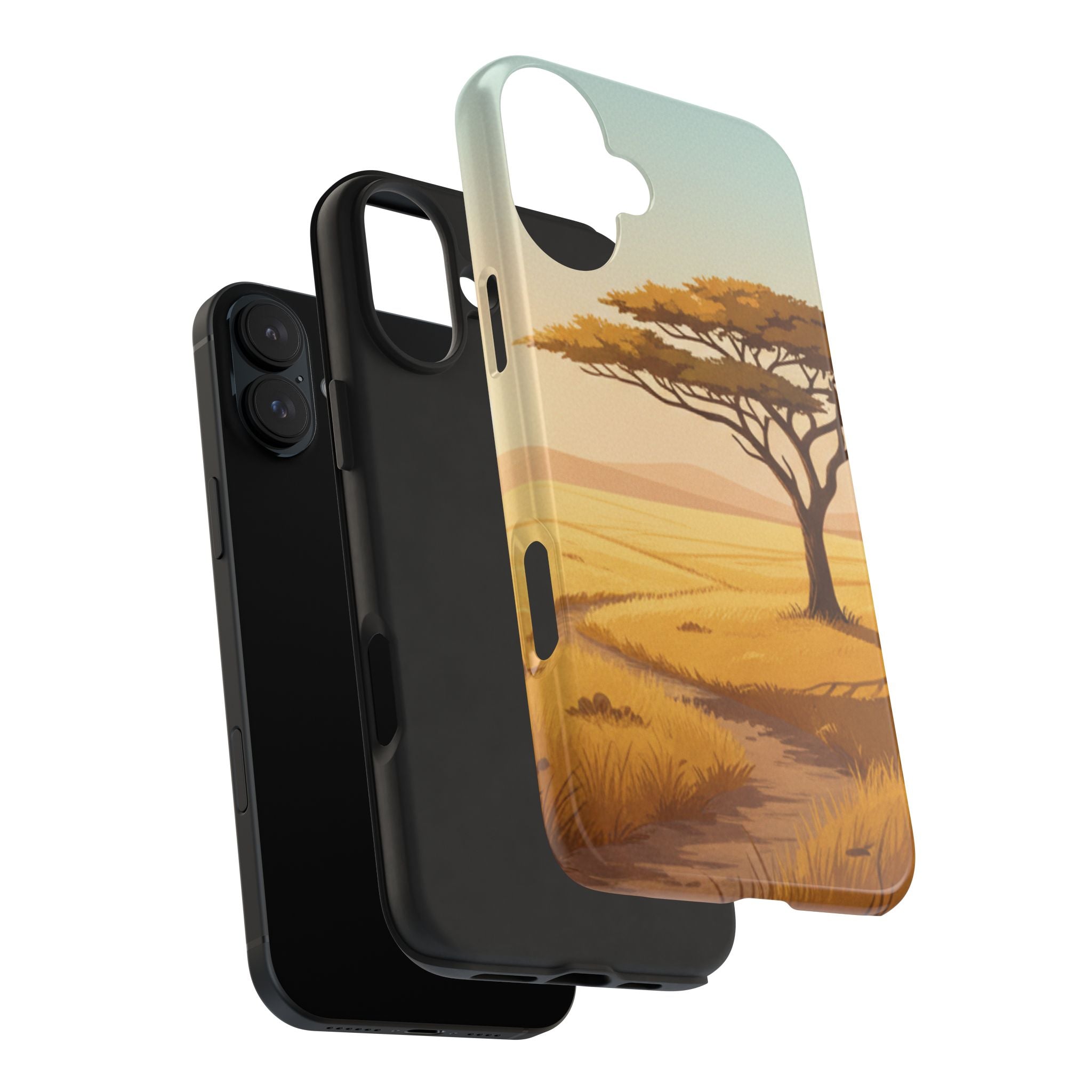 Safari Sunset Tough Phone Case — African Savanna Tree Design