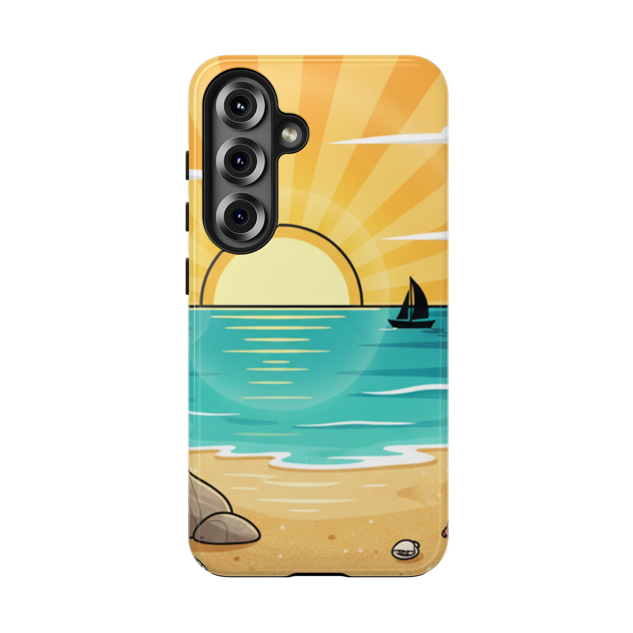 Tough Phone Case — Sunset Beach Sailboat Design