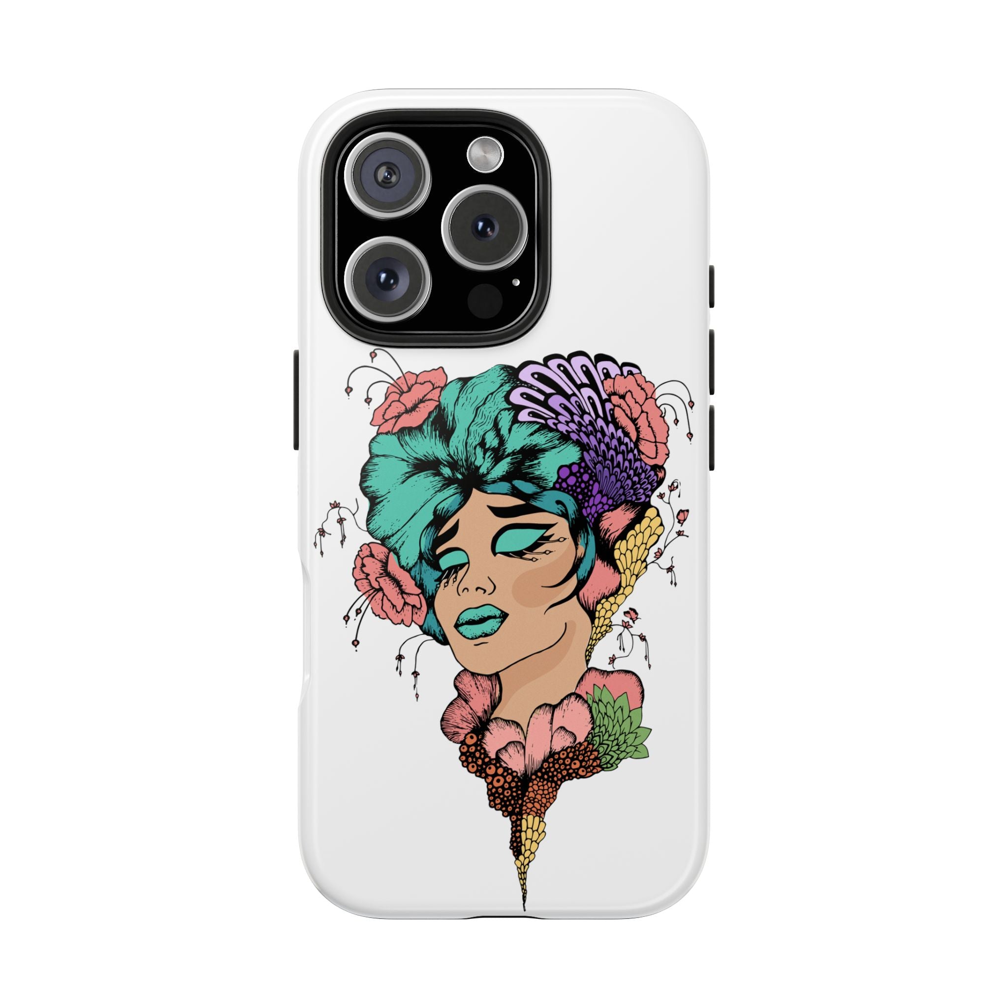 Tough Phone Case — Floral Pop Art Portrait Protective Cover