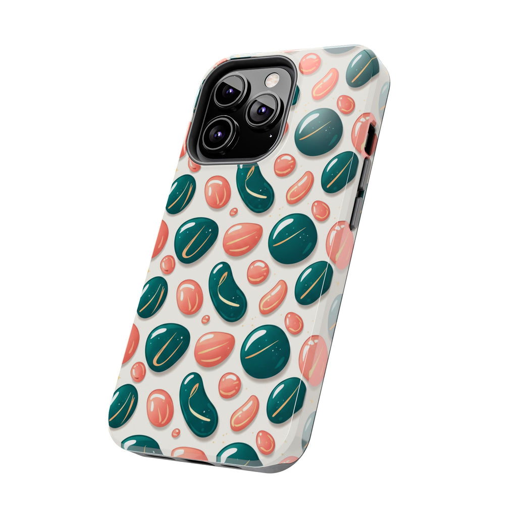 Abstract Pebble Pattern Tough Phone Case — Coral & Teal Protective Cover