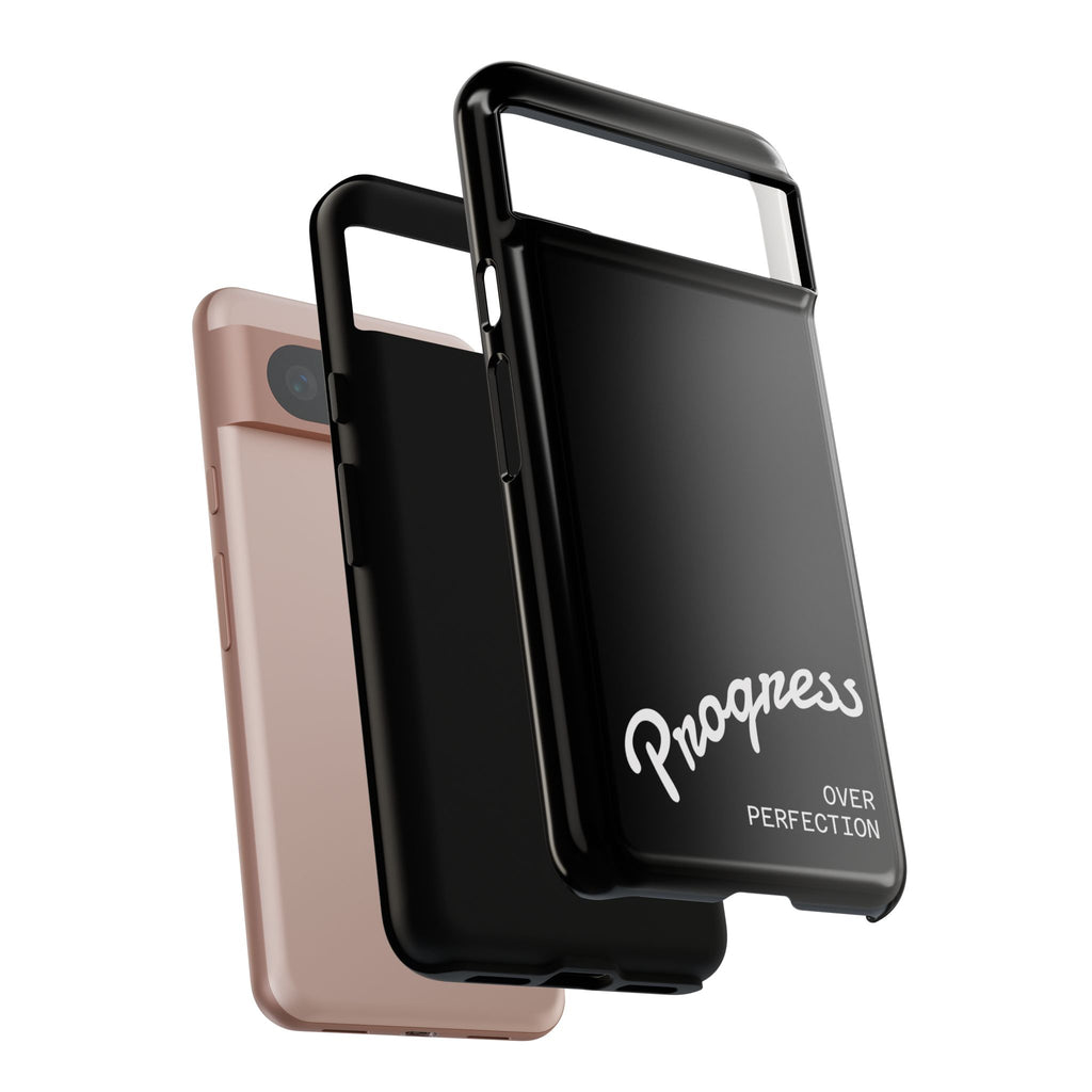 Phone Case - "Progress Over Perfection" Glossy Black Protective Cover