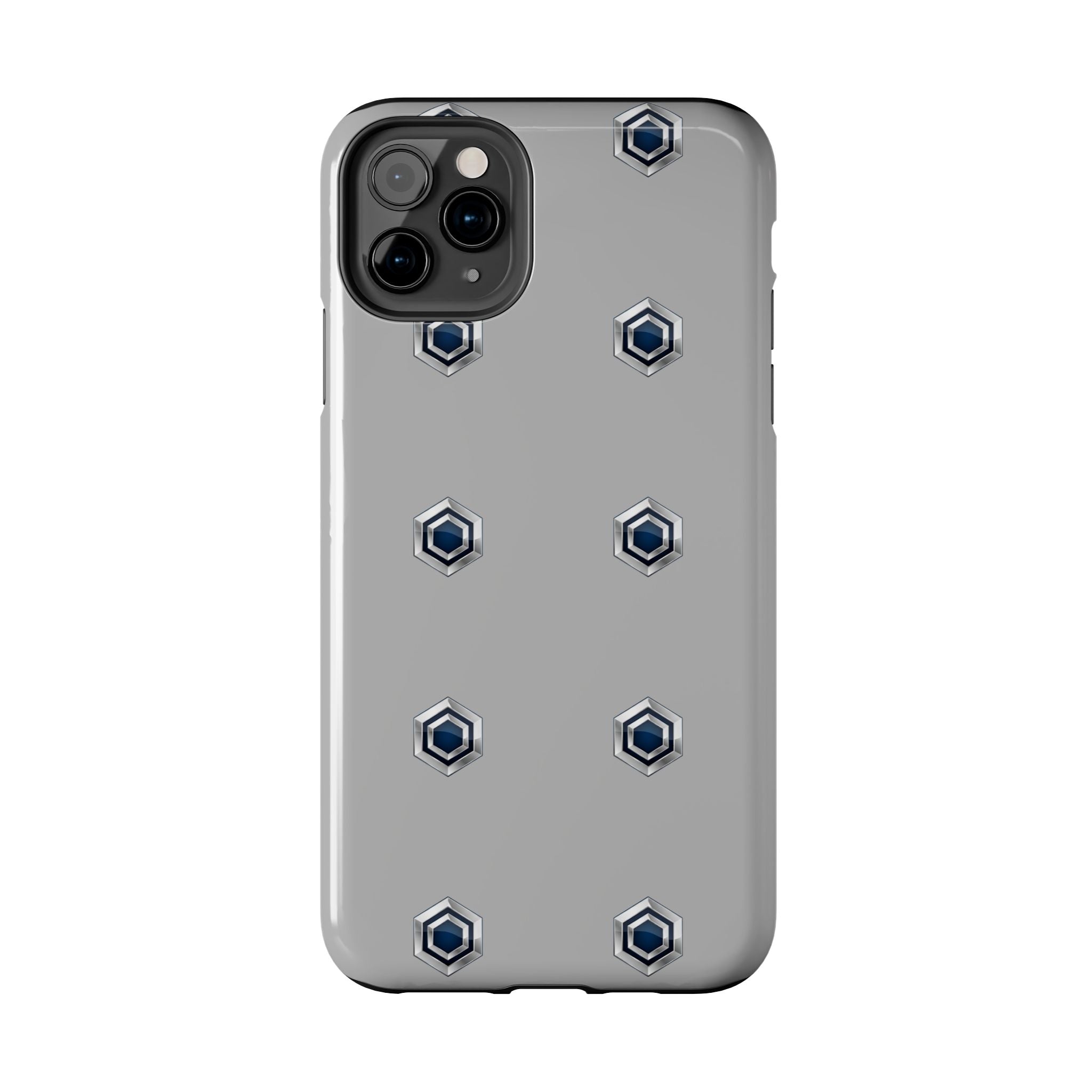 Tough Phone Case — Minimal Hex Rivet Armor (Gray)