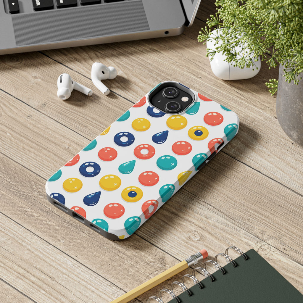 Colorful Candy Dot Tough Phone Case — Bright Retro Polka Drop Design