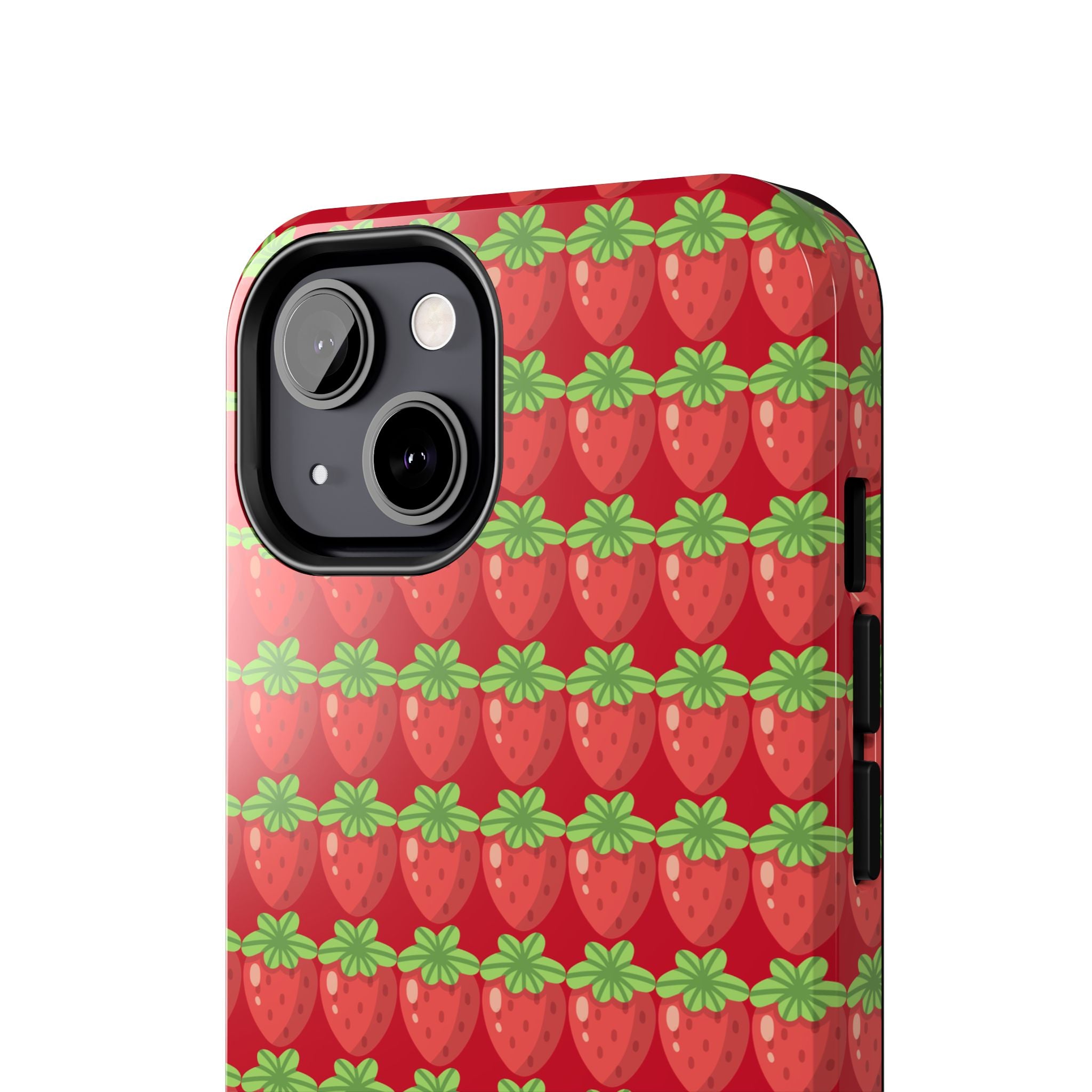 Strawberry Pattern Tough Phone Case — Cute Red Fruit Protective Cover