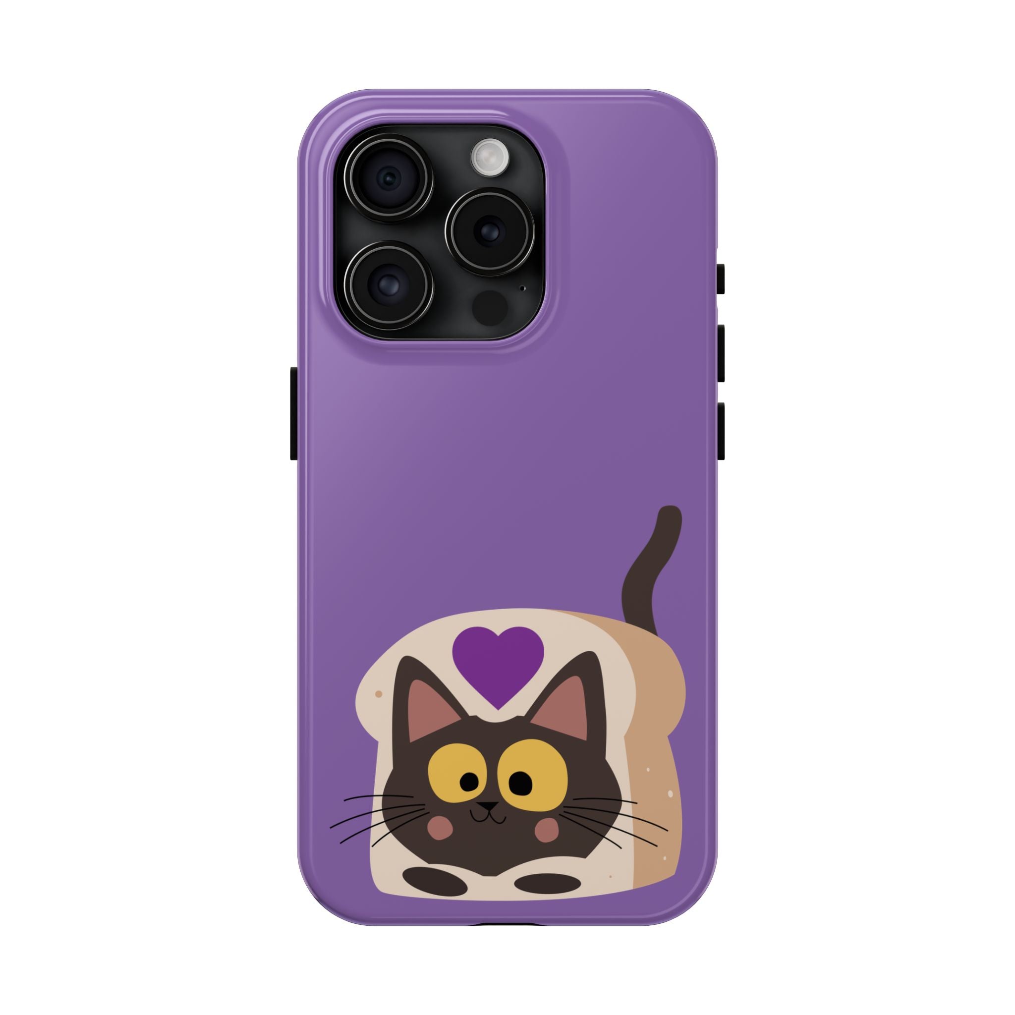 Purple Cute Cat-in-Bread Tough Phone Case — Cute Cat Heart Design