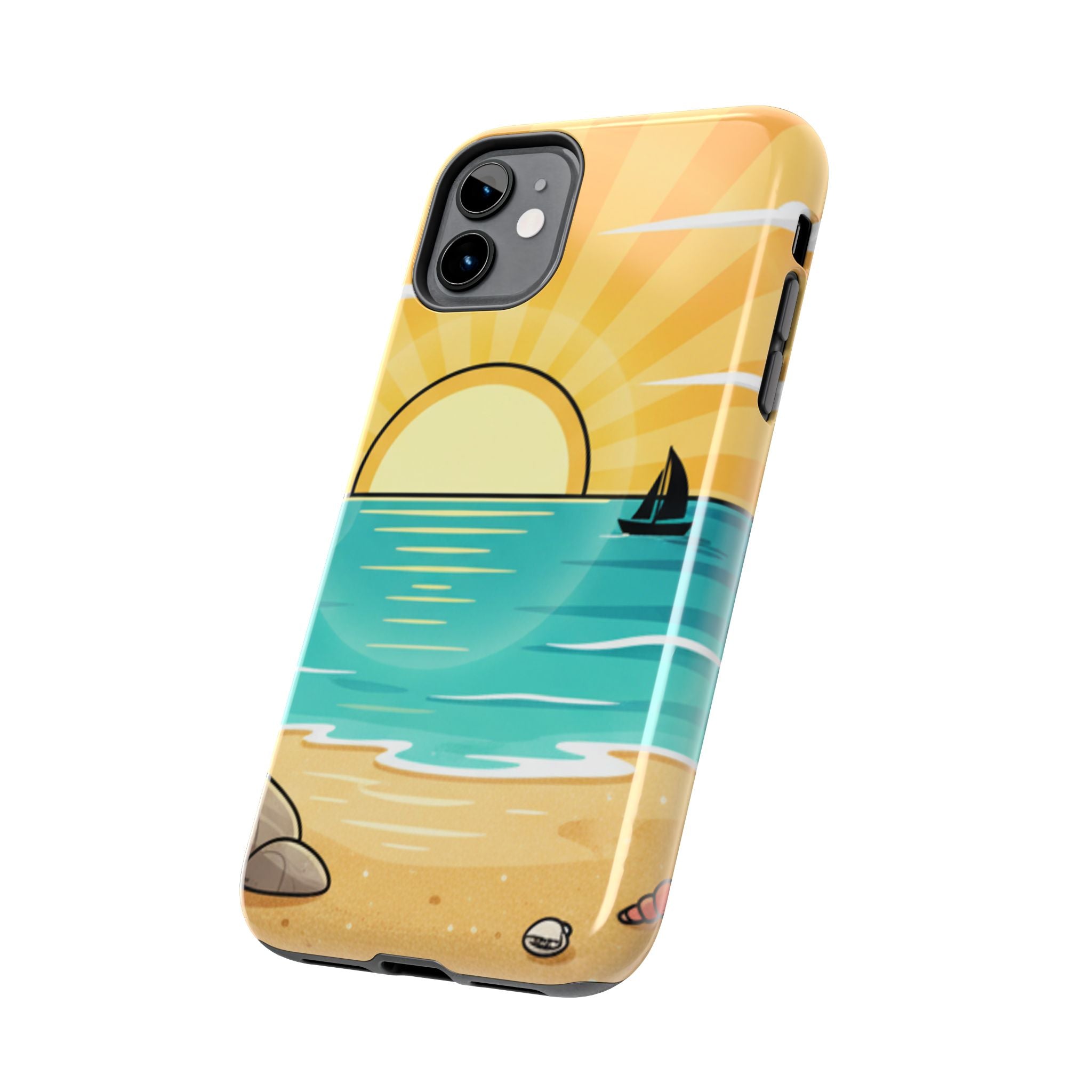 Tough Phone Case — Sunset Beach Sailboat Design