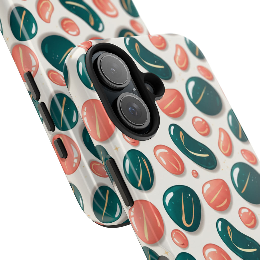 Abstract Pebble Pattern Tough Phone Case — Coral & Teal Protective Cover