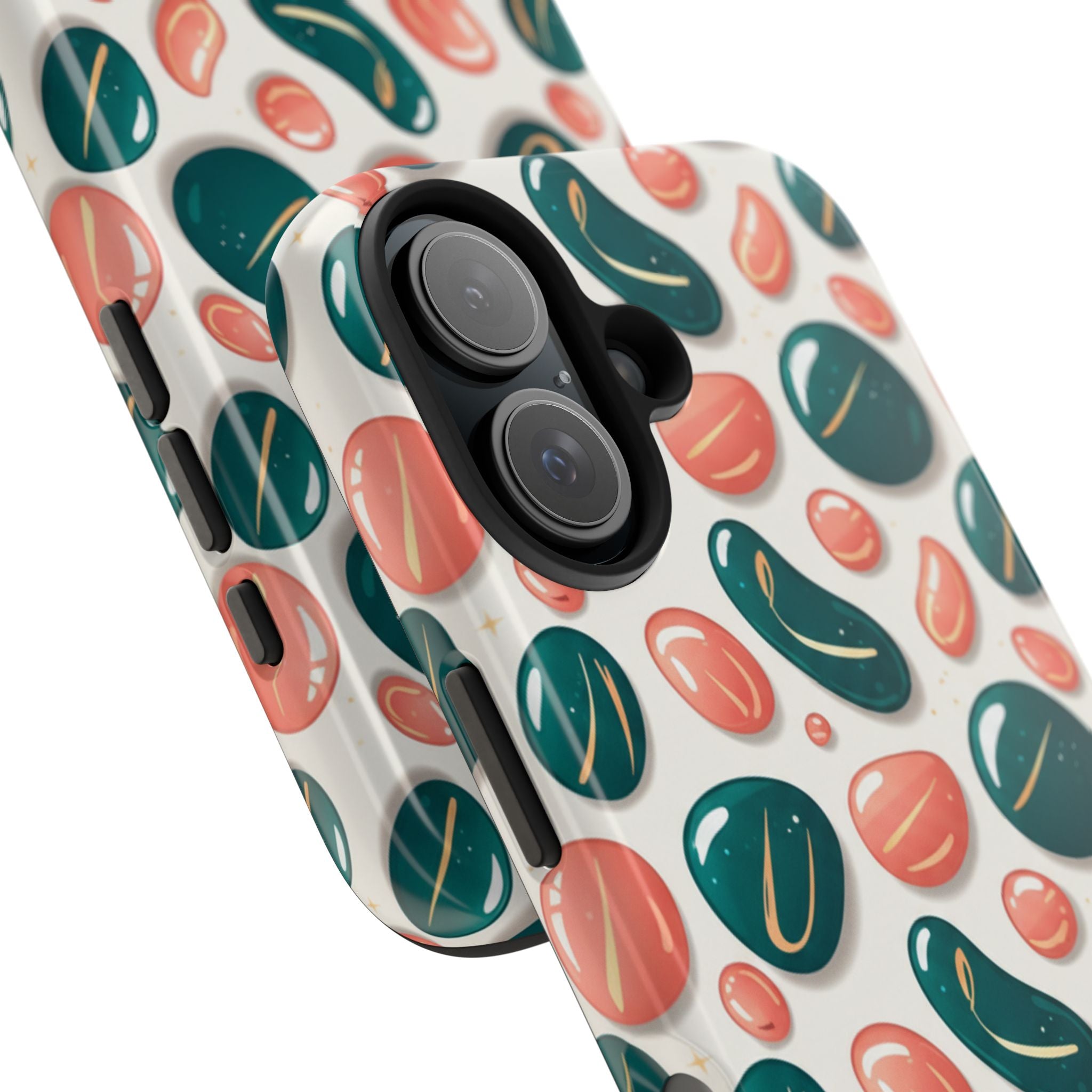 Abstract Pebble Pattern Tough Phone Case — Coral & Teal Protective Cover